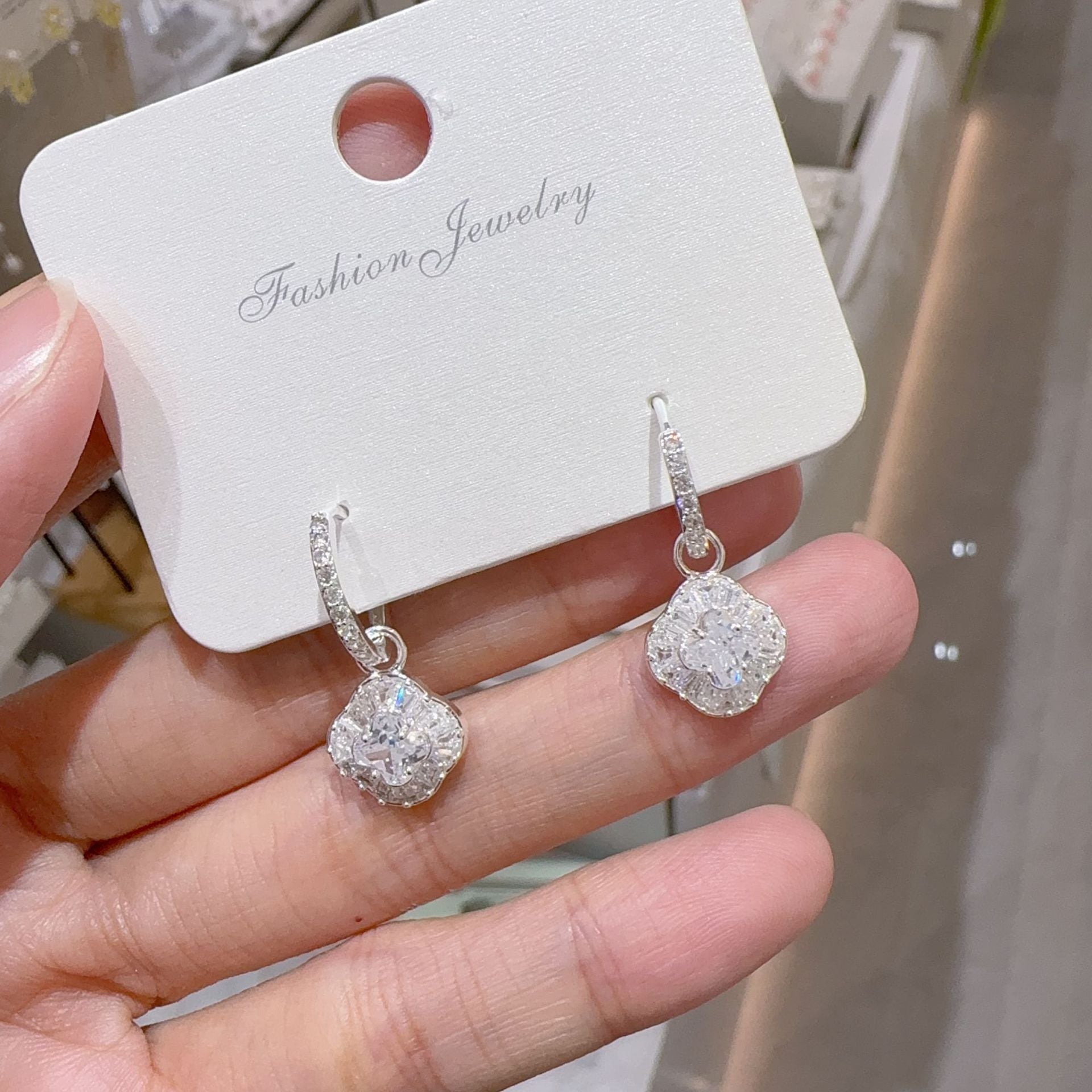 Geometric Earrings For Women Featuring Electroplated Finish And Copper Ear Pins Inlaid With Zirconia