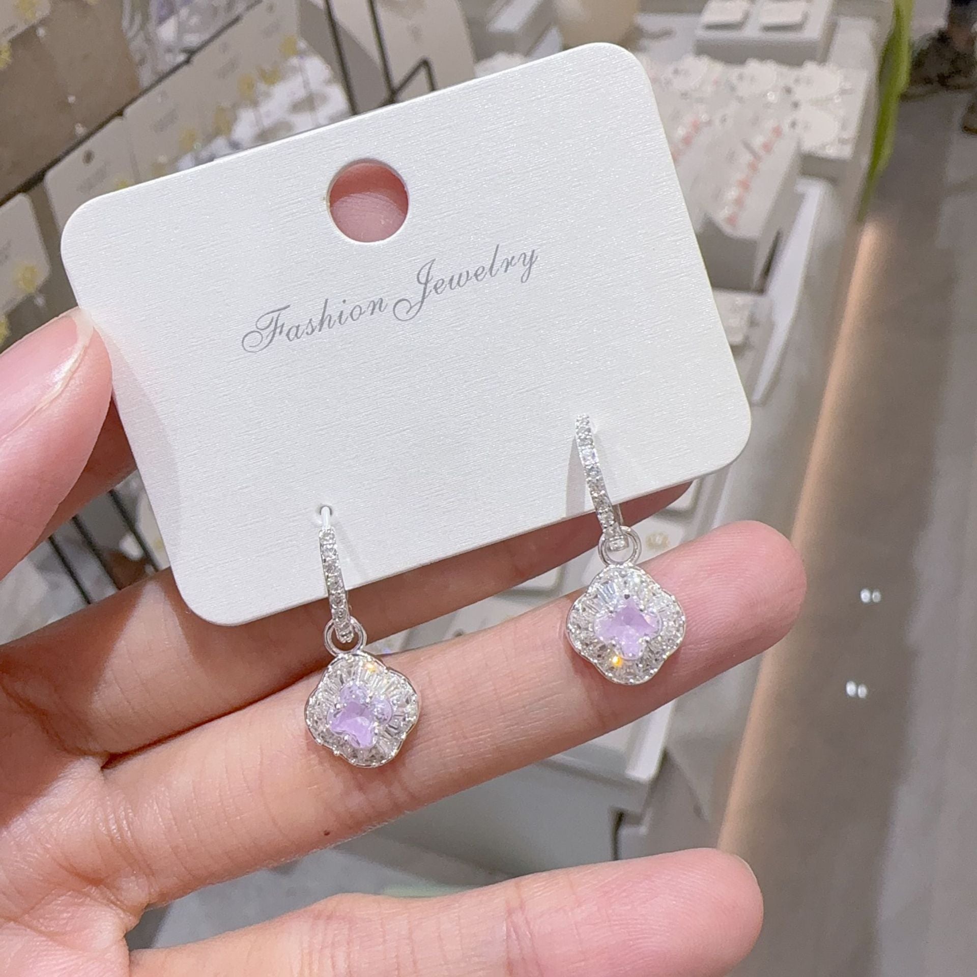 Geometric Earrings For Women Featuring Electroplated Finish And Copper Ear Pins Inlaid With Zirconia