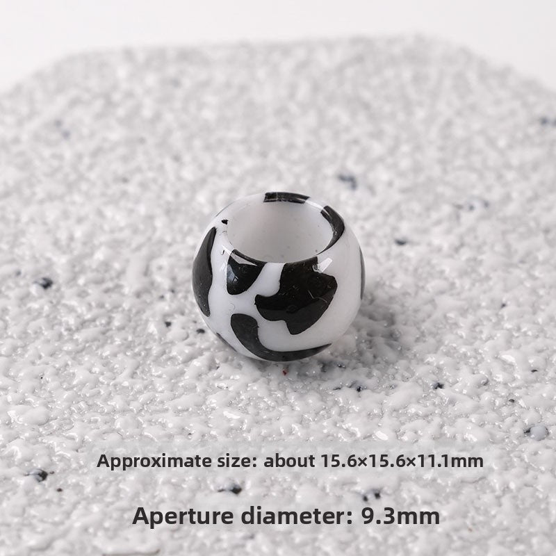 Acrylic Beads For Jewelry Making Featuring Printing Craft With Hole Size 6~9.9mm, Natural Pink Sweet Cows Design