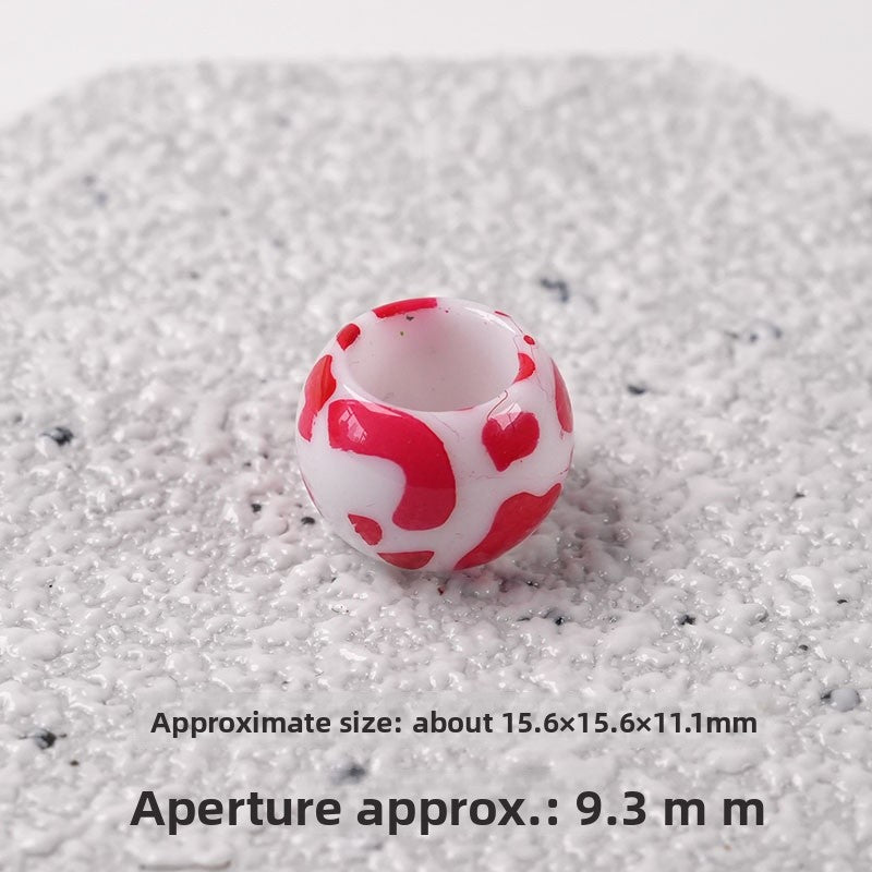 Acrylic Beads For Jewelry Making Featuring Printing Craft With Hole Size 6~9.9mm, Natural Pink Sweet Cows Design