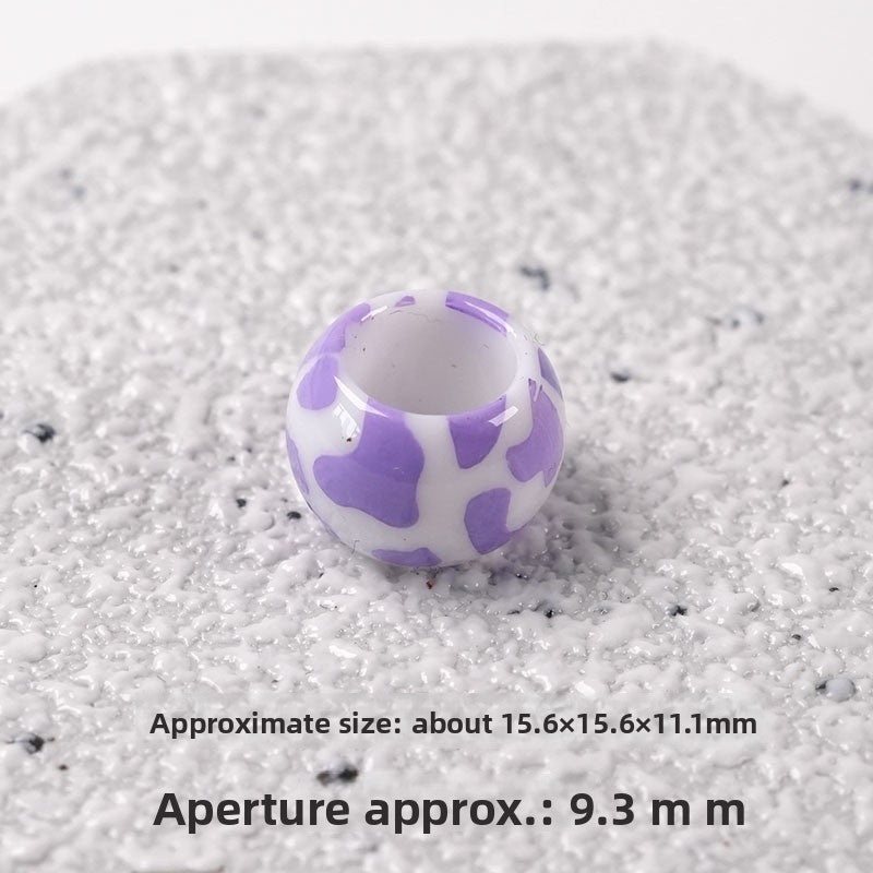 Acrylic Beads For Jewelry Making Featuring Printing Craft With Hole Size 6~9.9mm, Natural Pink Sweet Cows Design