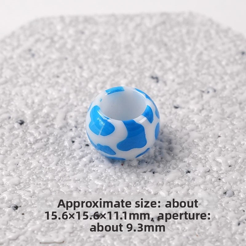 Acrylic Beads For Jewelry Making Featuring Printing Craft With Hole Size 6~9.9mm, Natural Pink Sweet Cows Design