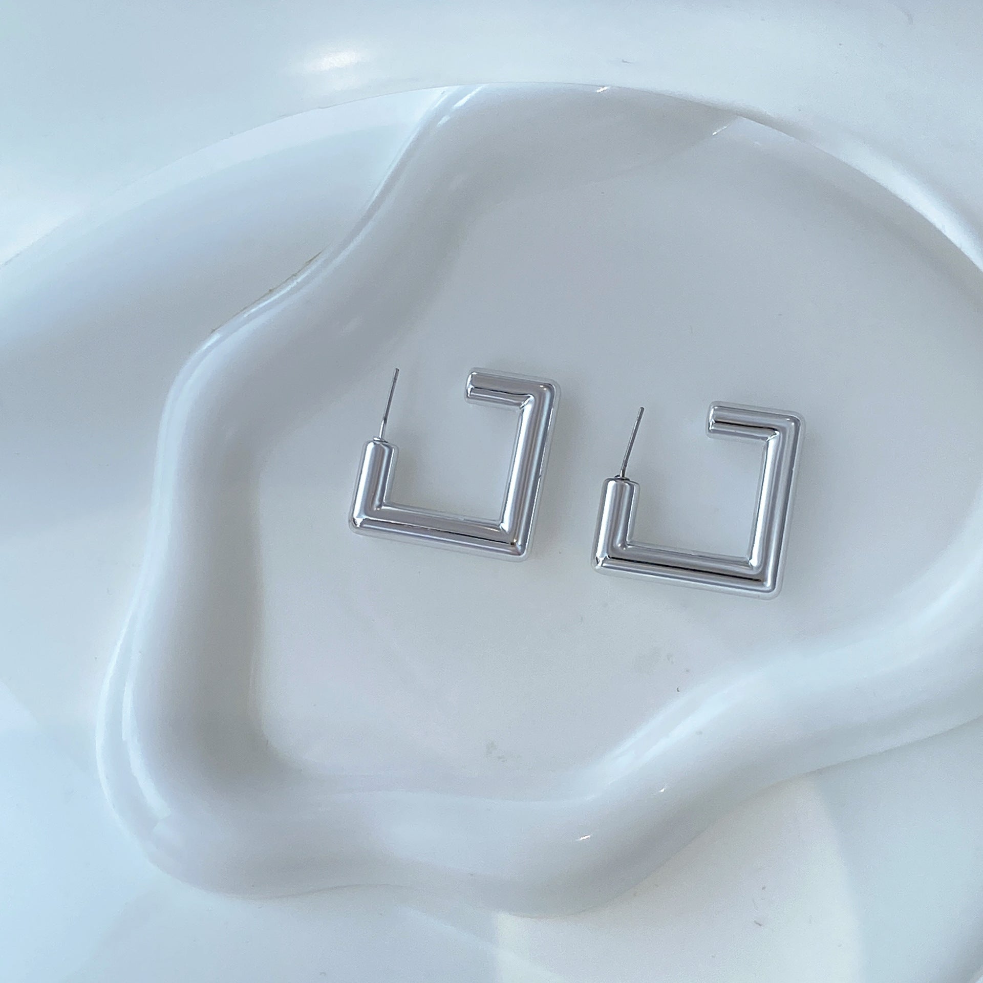 Geometric Gold Earrings For Women Featuring CCB Material And 304 Stainless Steel Ear Pins