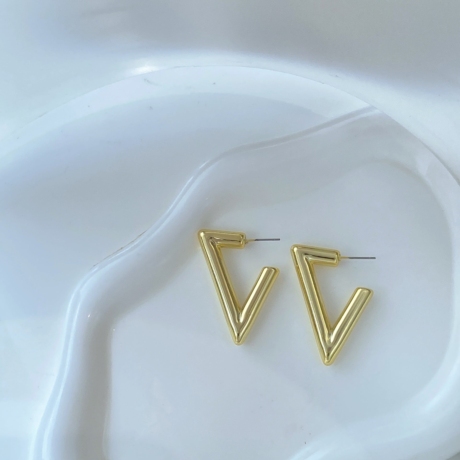 Geometric Gold Earrings For Women Featuring CCB Material And 304 Stainless Steel Ear Pins