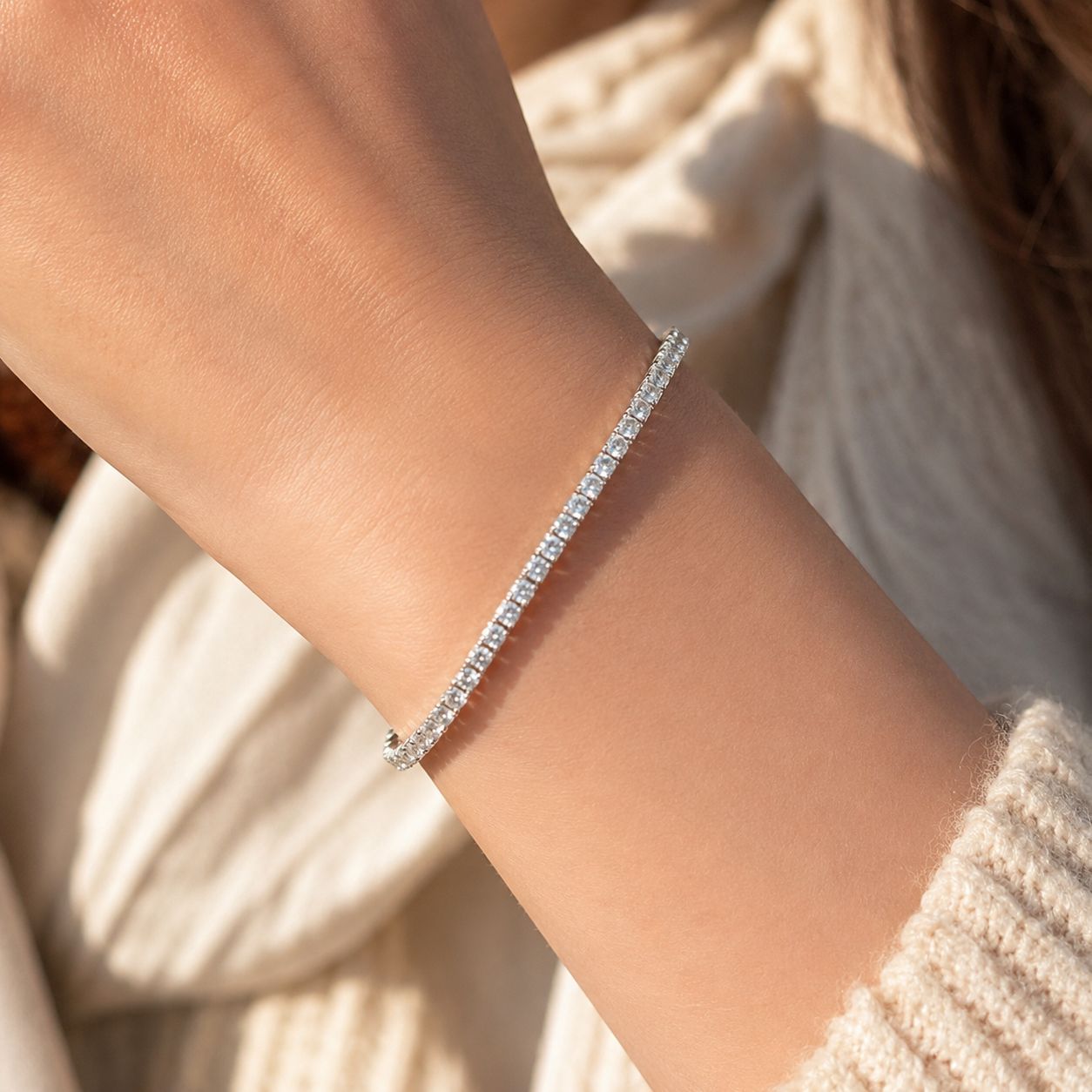 Moon Bracelet For Women In 925 Sterling Silver With Moissanite Inlay