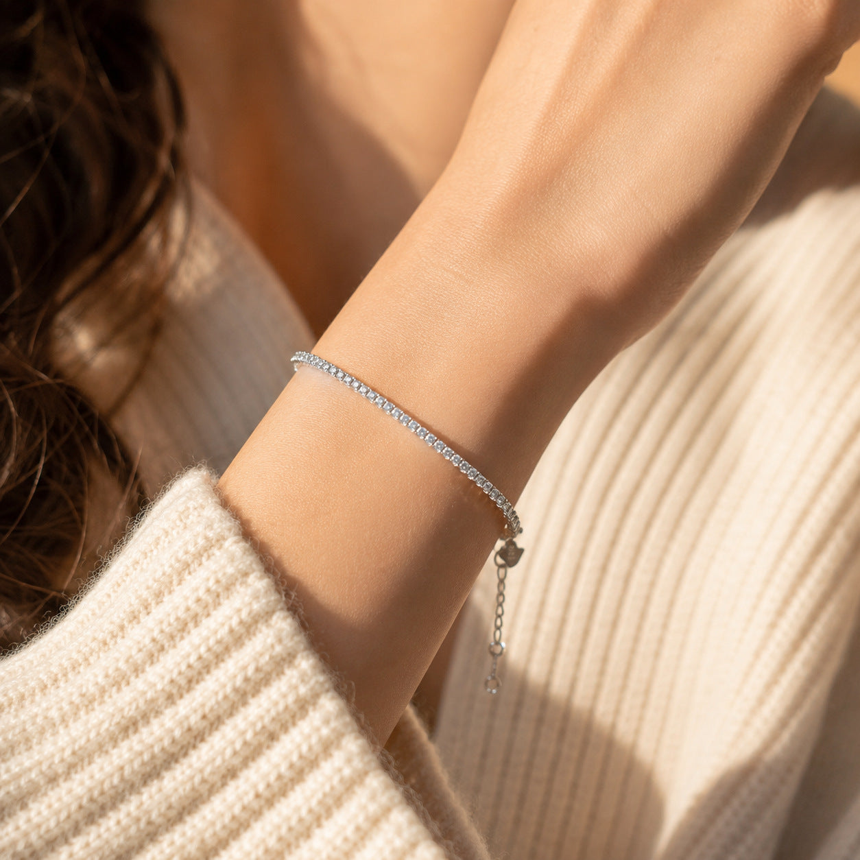 Moon Bracelet For Women In 925 Sterling Silver With Moissanite Inlay