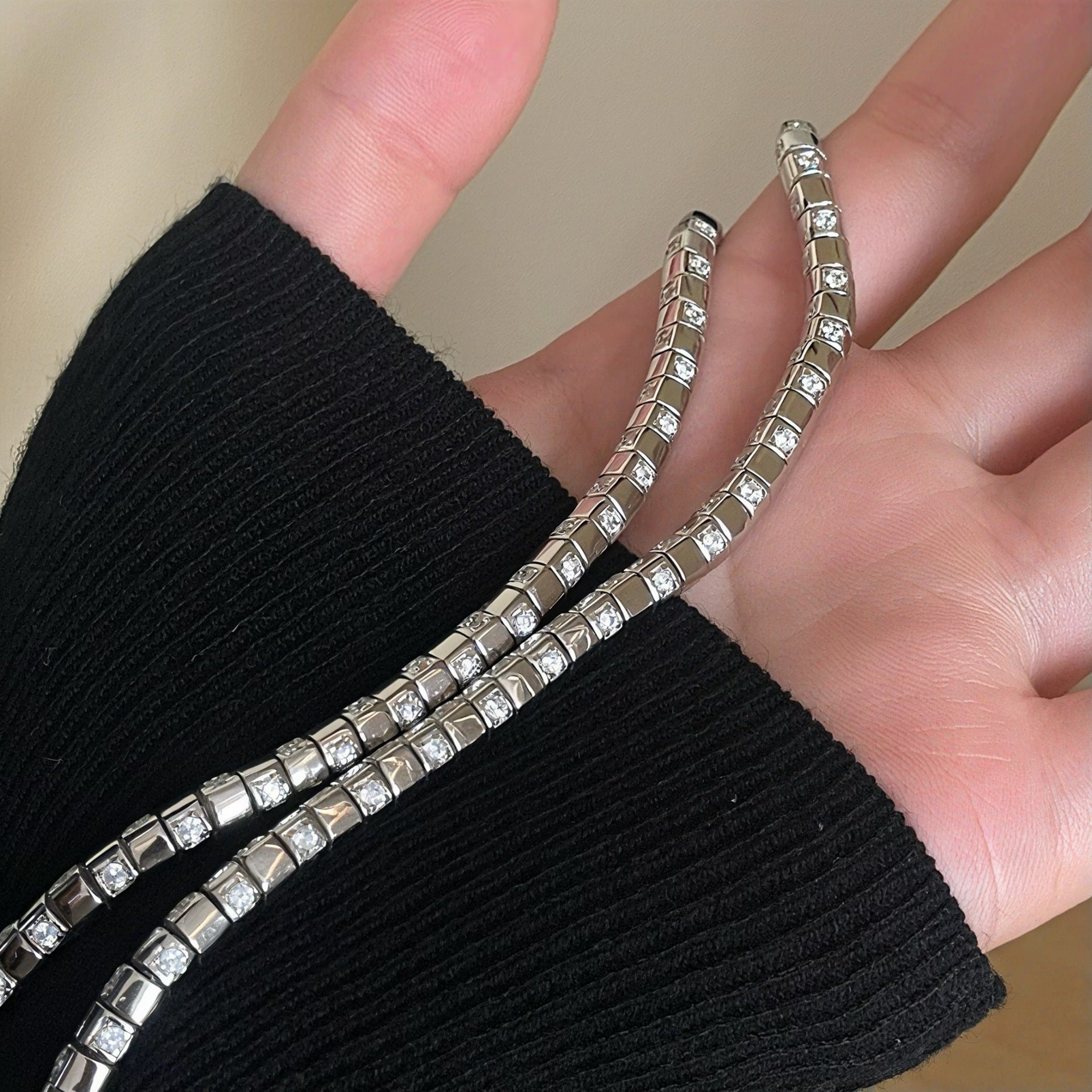 Checkered Bracelets For Women In 925 Sterling Silver With Electroplated Gold Plating And Zircon Inlay