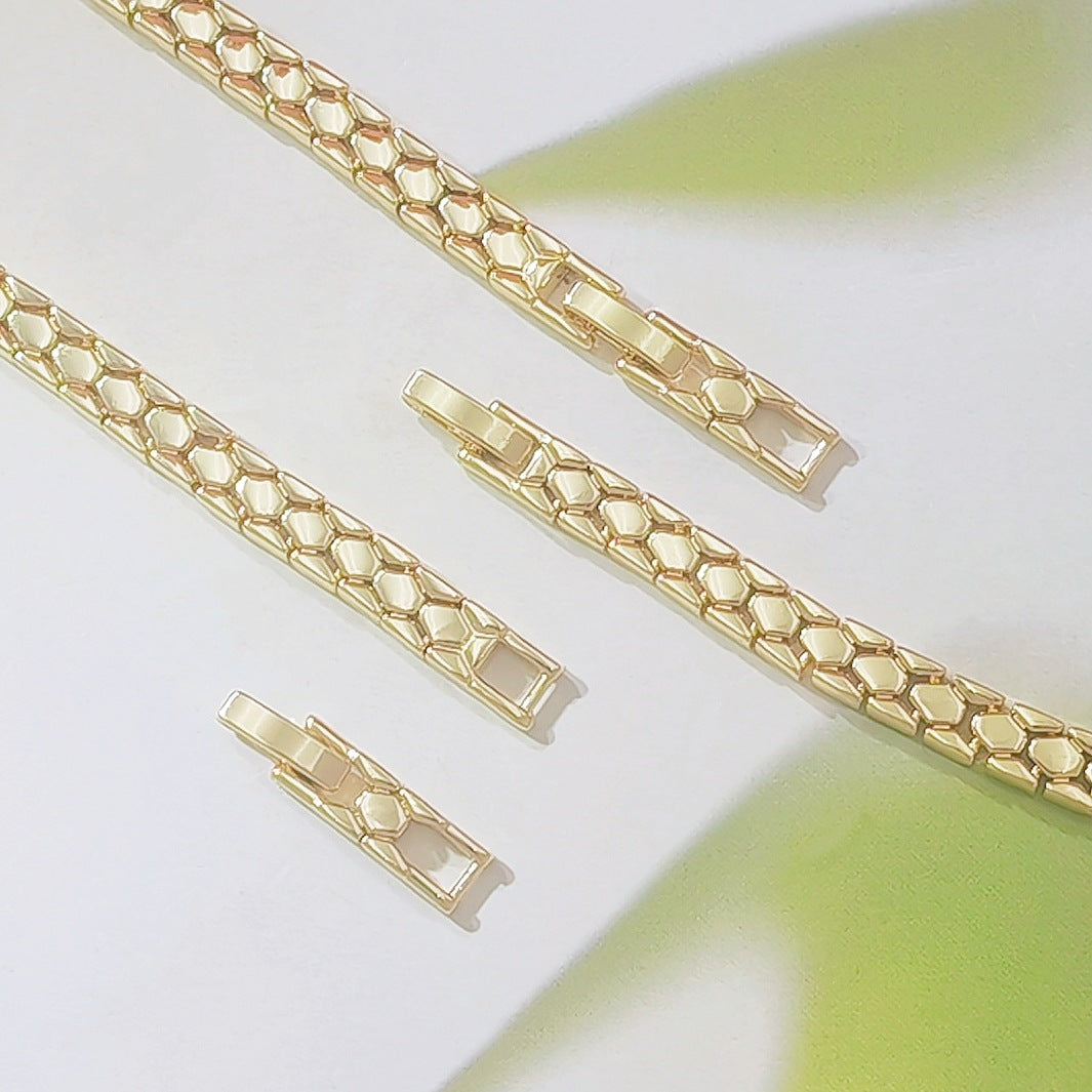 Geometric Unisex Bracelet With Copper Snake Chain, Electroplated And 18K Real Gold Plated Finish