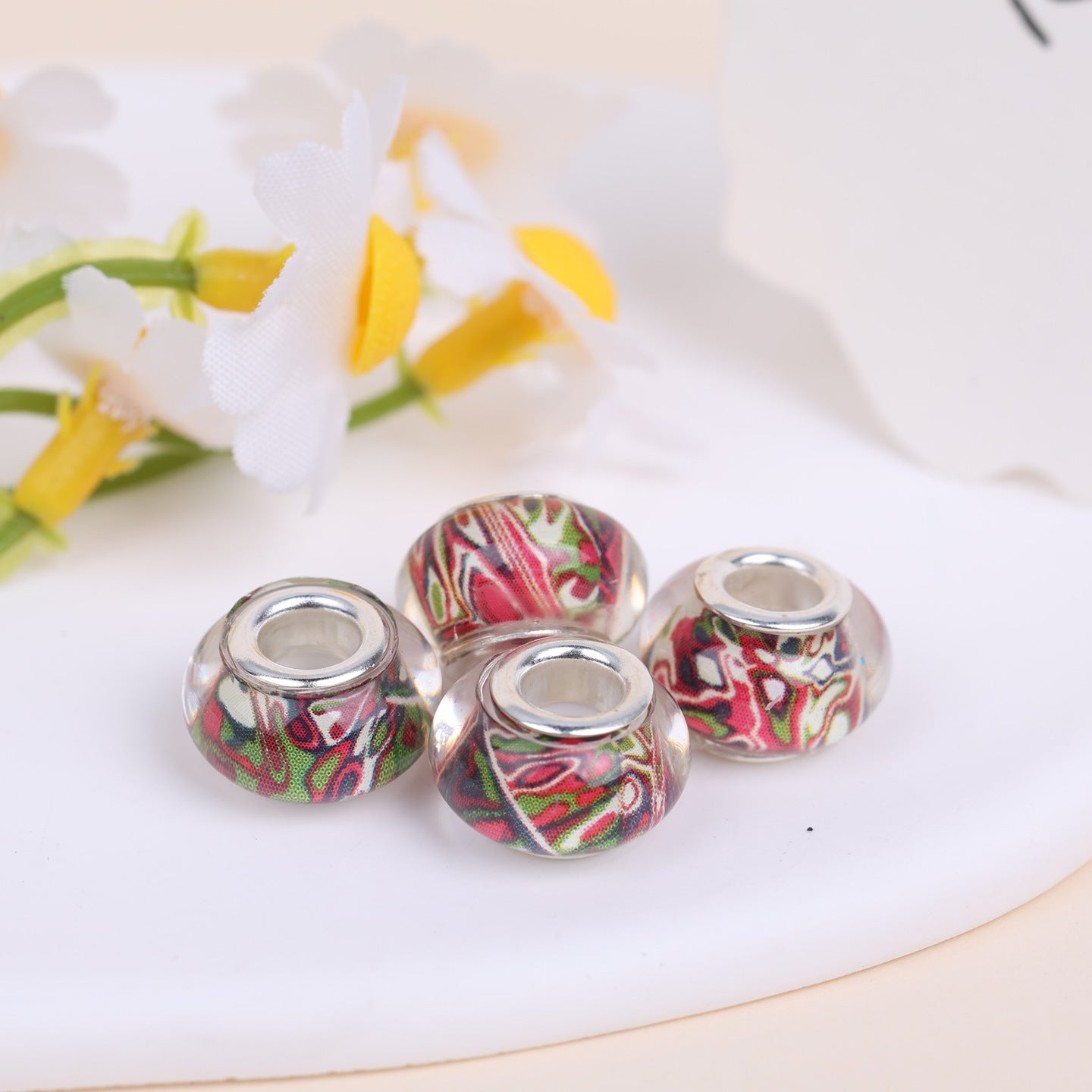 Maya Resin Beads With Epoxy Inlay, Jewelry Accessories In Commute Style, Available In Colour