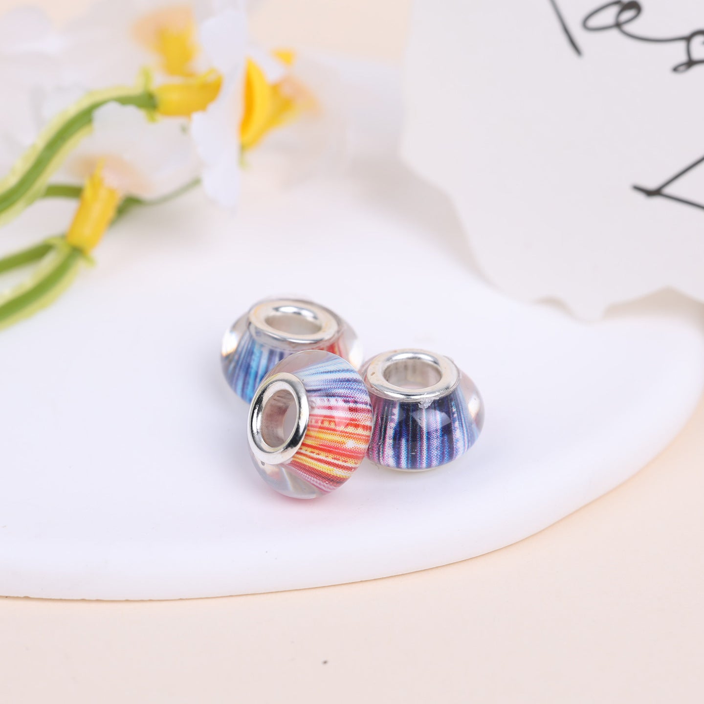 Maya Resin Beads With Epoxy Inlay, Jewelry Accessories In Commute Style, Available In Colour