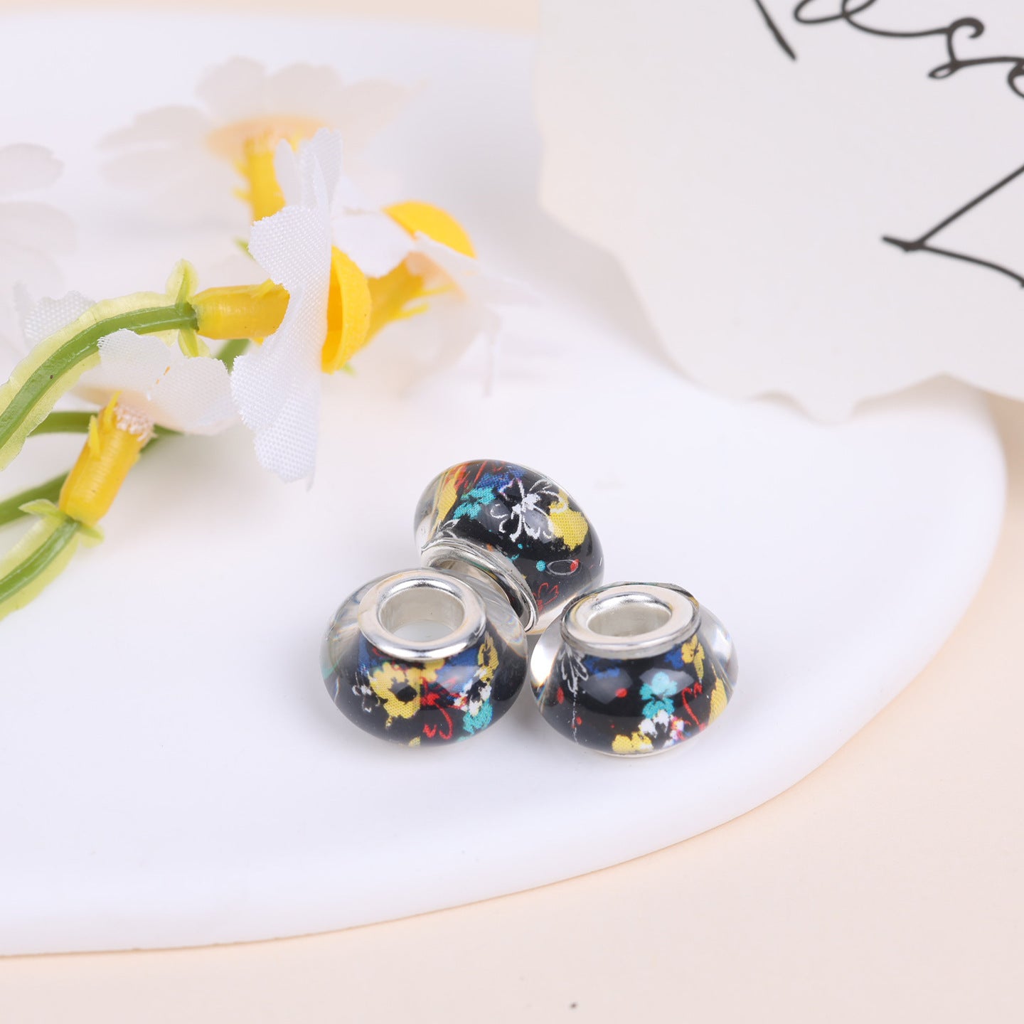 Maya Resin Beads With Epoxy Inlay, Jewelry Accessories In Commute Style, Available In Colour