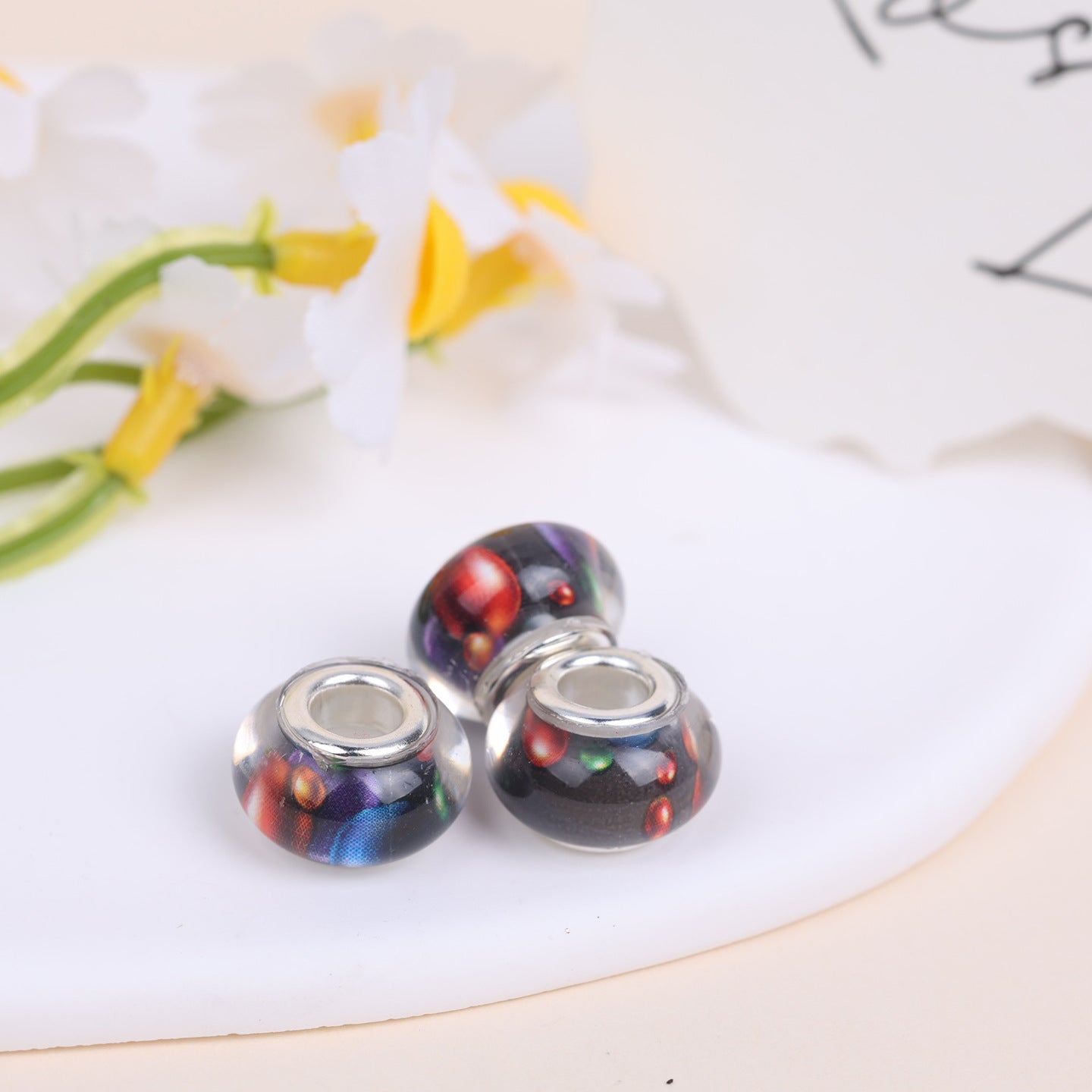 Maya Resin Beads With Epoxy Inlay, Jewelry Accessories In Commute Style, Available In Colour
