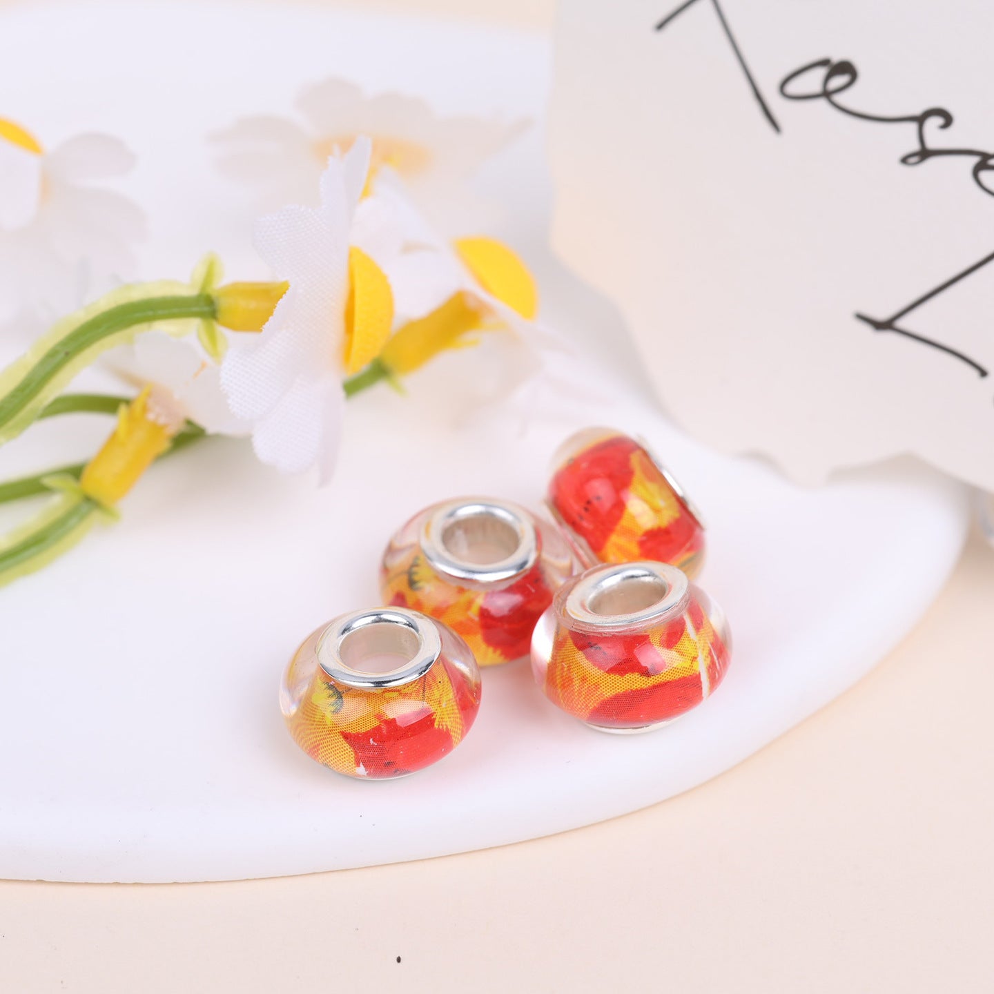 Maya Resin Beads With Epoxy Inlay, Jewelry Accessories In Commute Style, Available In Colour