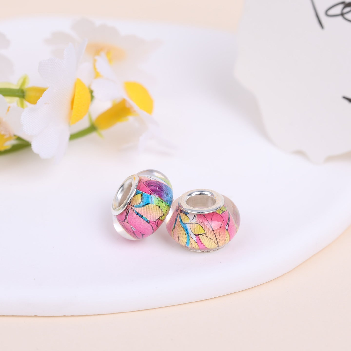 Maya Resin Beads With Epoxy Inlay, Jewelry Accessories In Commute Style, Available In Colour