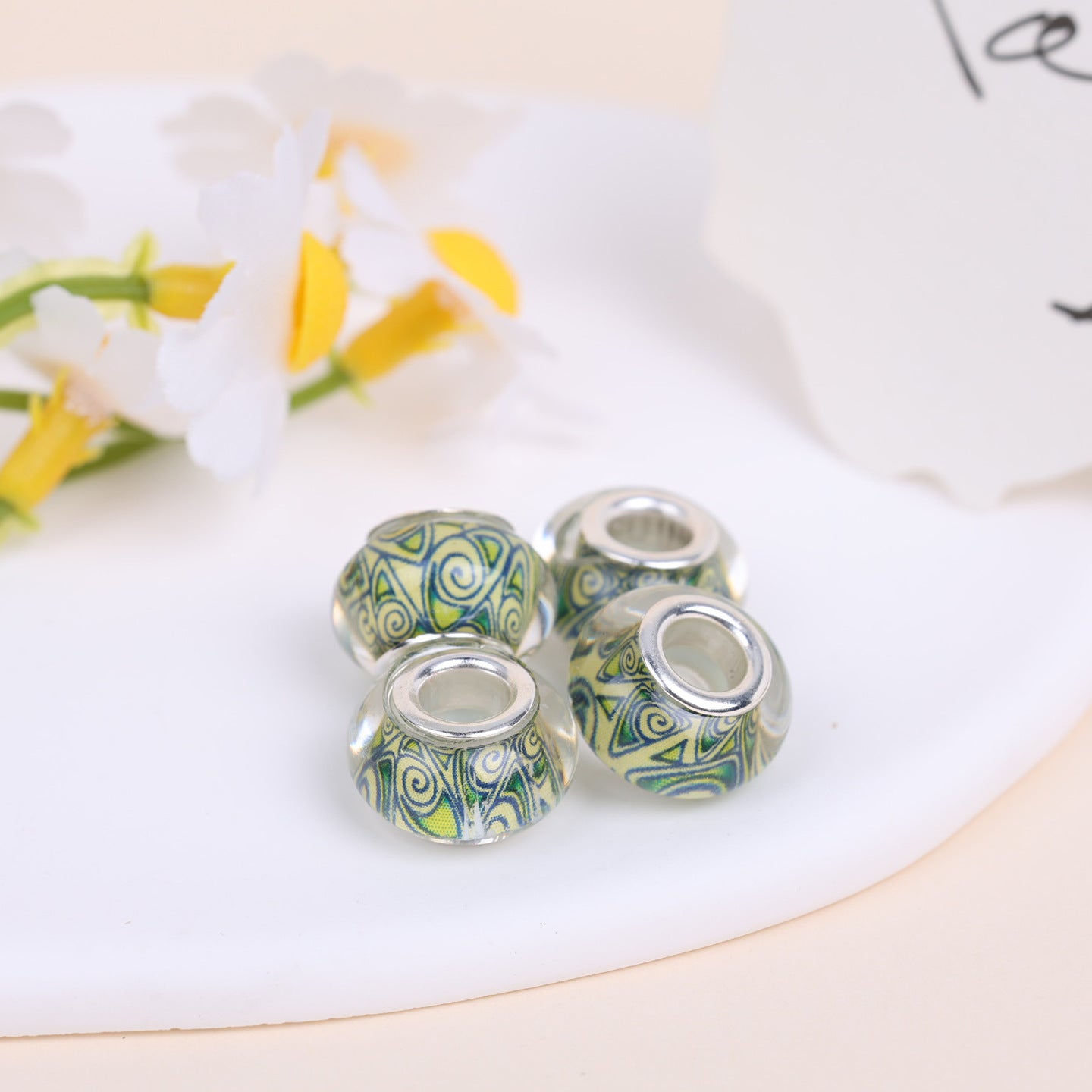 Maya Resin Beads With Epoxy Inlay, Jewelry Accessories In Commute Style, Available In Colour