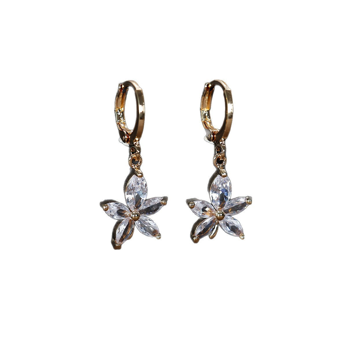 Elegant Flowers Earrings For Women With Copper Ear Pins And Zircon Inlay
