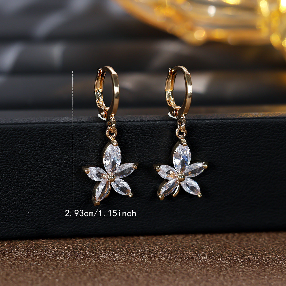 Elegant Flowers Earrings For Women With Copper Ear Pins And Zircon Inlay