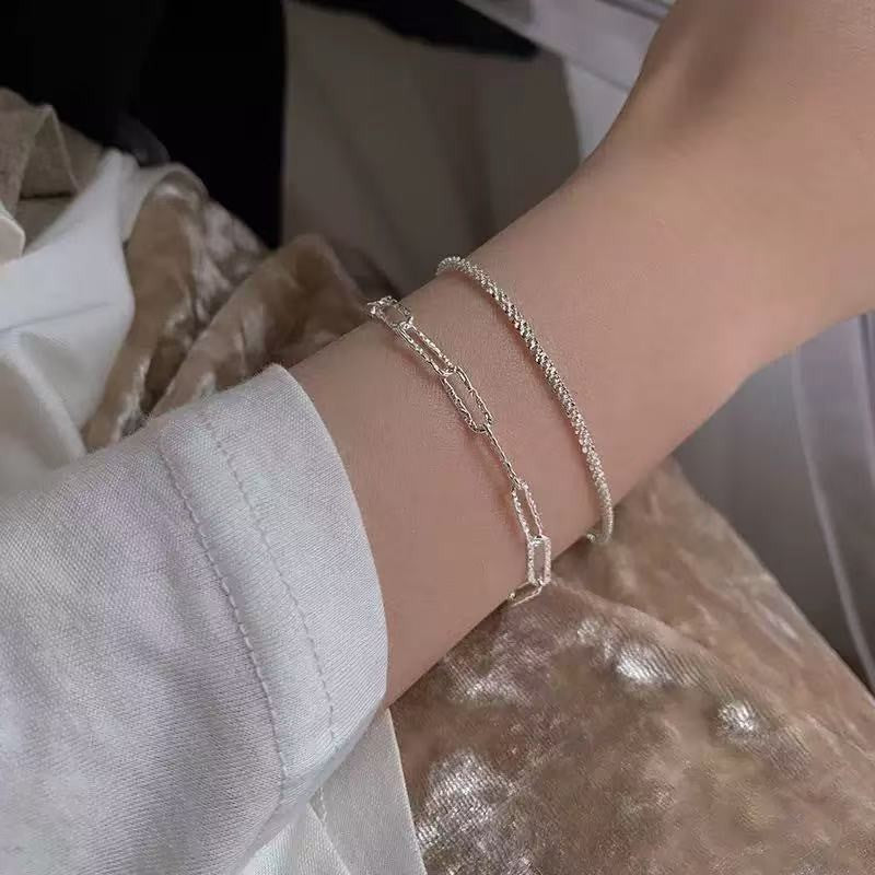 Maillard Style Circle Copper Bracelet With Electroplated Gold Plating Process In Silver, Unisex Design
