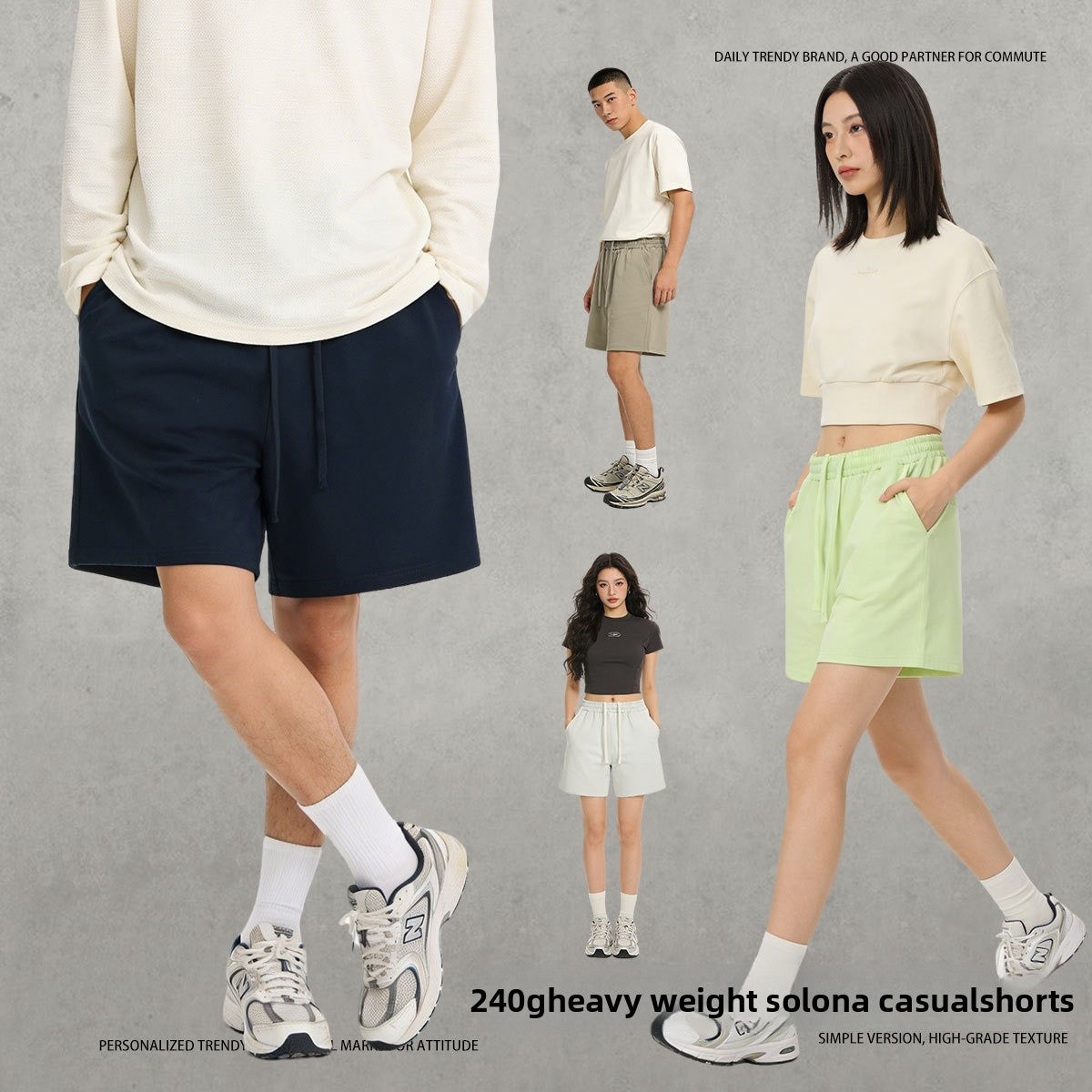 Men's Solid Color Sport Baggy Shorts In Cotton Blends With Elastic Waist For Comfortable Active Wear