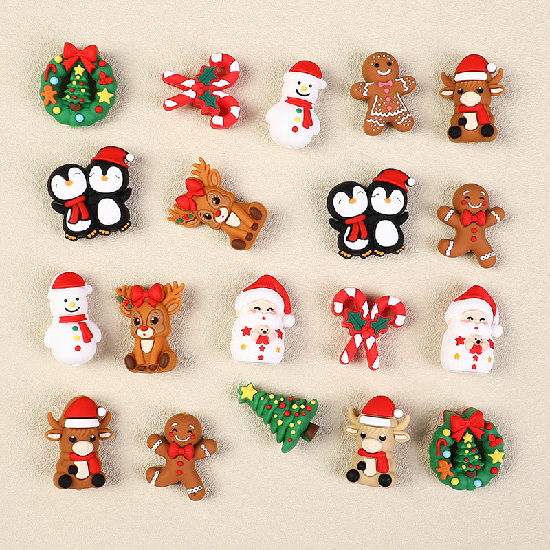 Gingerbread Silica Gel Beads With Epoxy Inlay, Multicolor Jewelry Accessories For Christmas