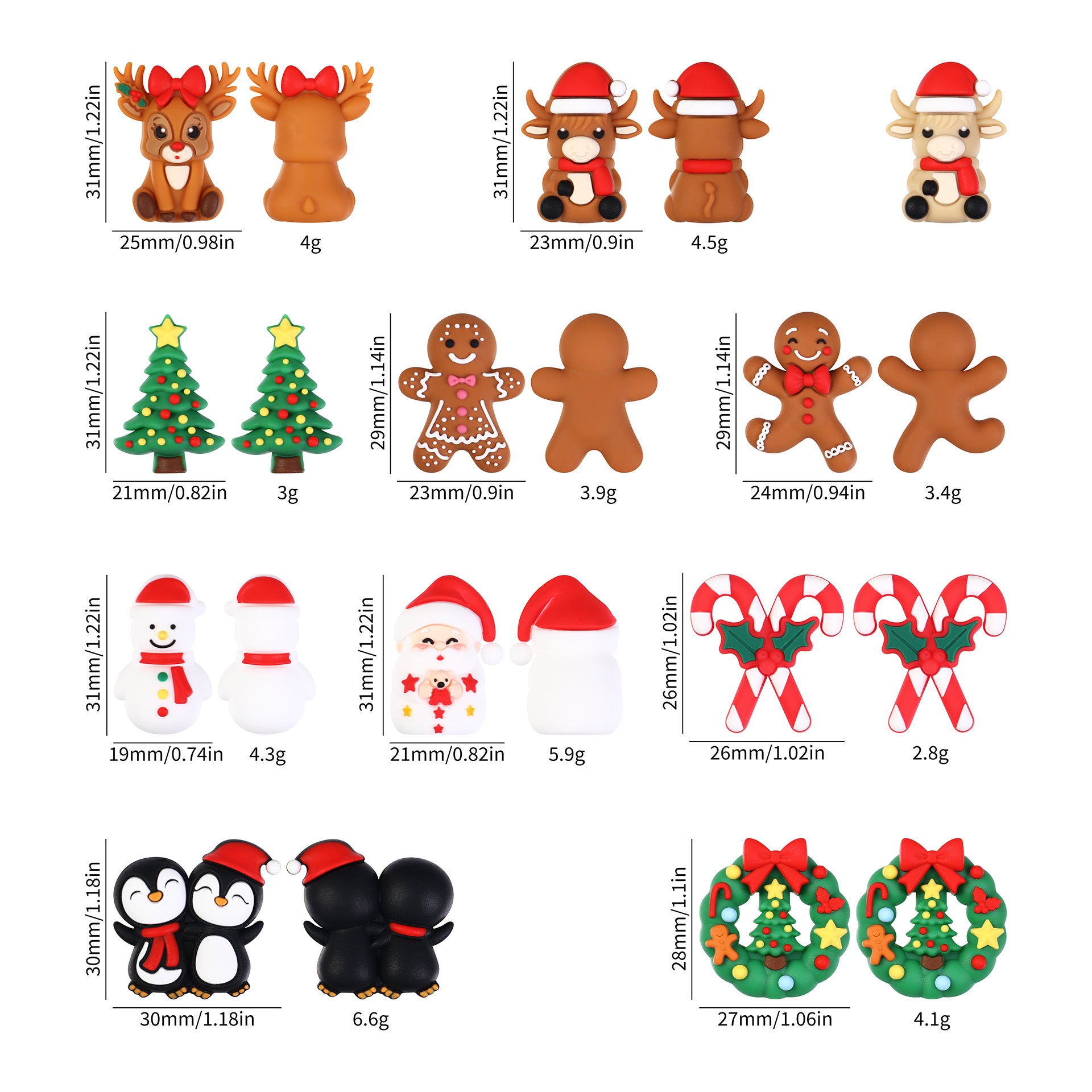 Gingerbread Silica Gel Beads With Epoxy Inlay, Multicolor Jewelry Accessories For Christmas