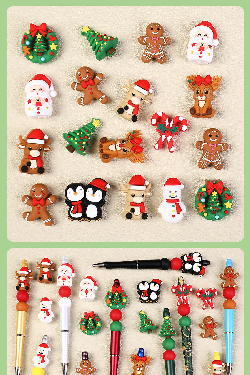 Gingerbread Silica Gel Beads With Epoxy Inlay, Multicolor Jewelry Accessories For Christmas