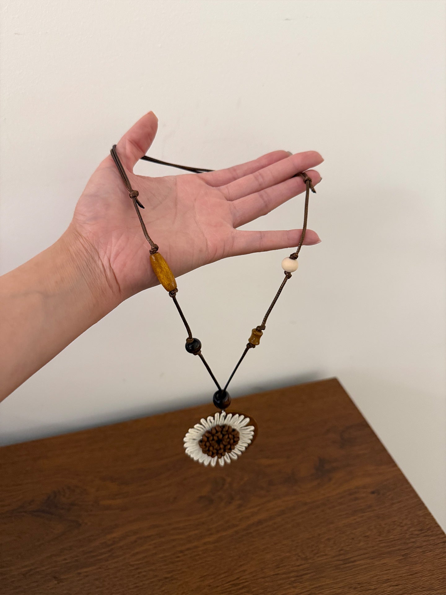Ethnic Style Beading Flowers Pendant Necklace For Women, Perfect For Casual Wear