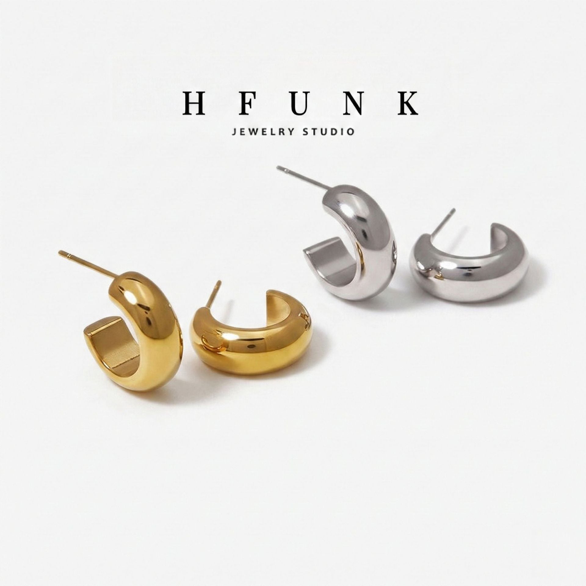 Geometric Stud Earrings For Women In Simple Style, Waterproof Non Tarnish Copper With Electroplated Gold Plating Process