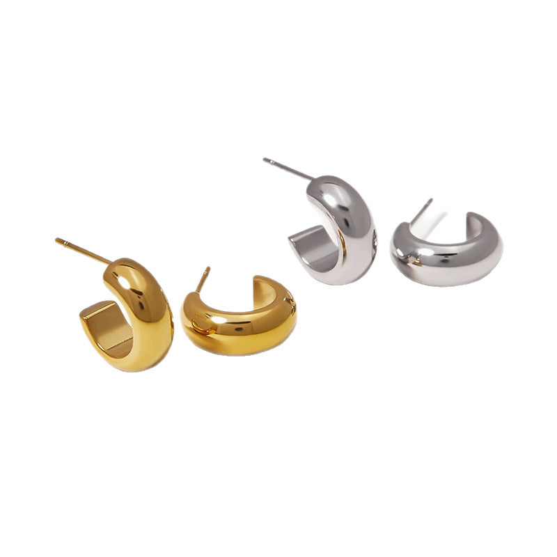Geometric Stud Earrings For Women In Simple Style, Waterproof Non Tarnish Copper With Electroplated Gold Plating Process