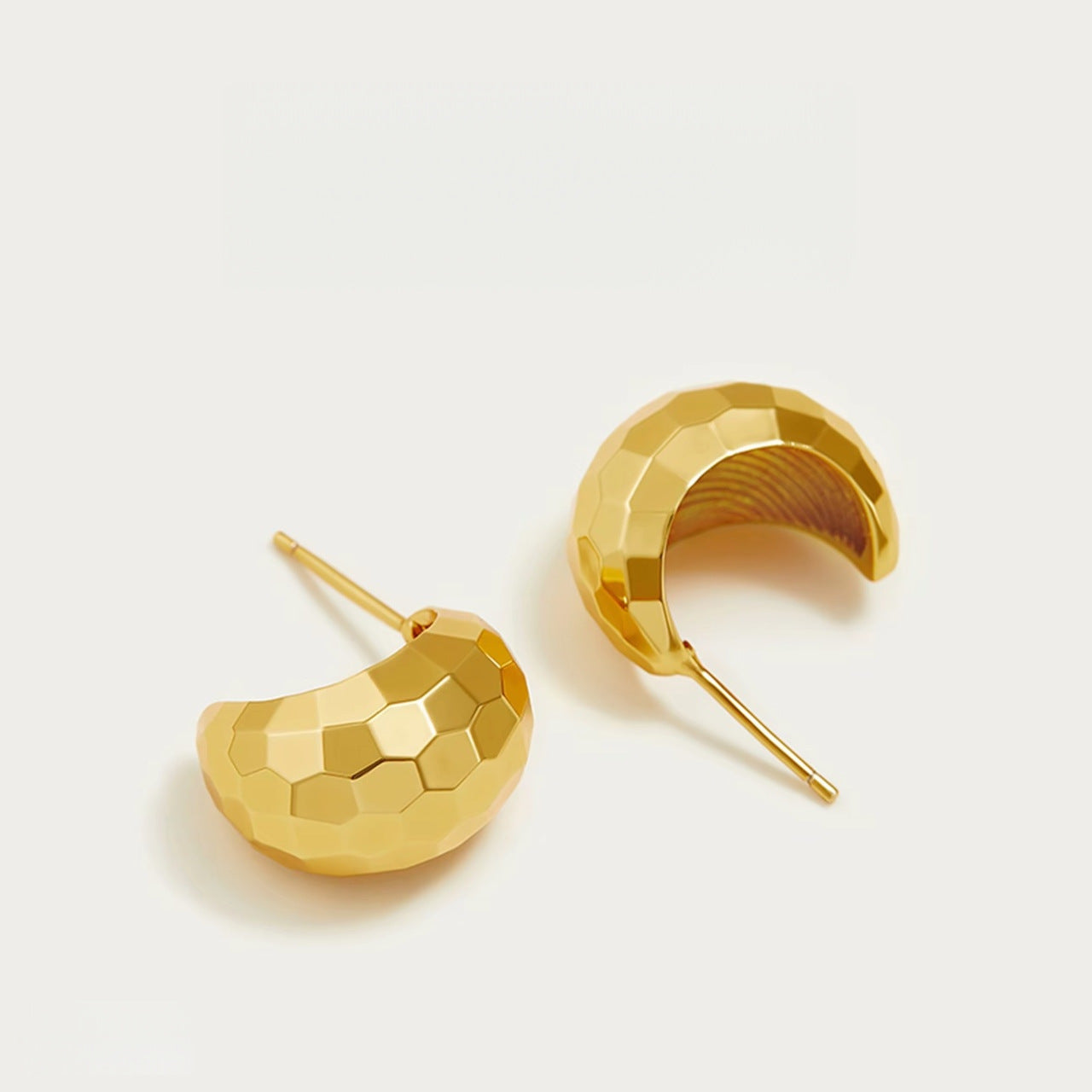 Geometric Stud Earrings For Women Featuring Copper Alloy With Electroplated Gold Plating And 925 Sterling Silver Posts