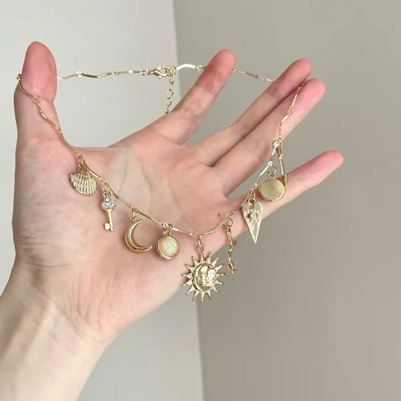 Lady Modern Style Solid Color Titanium Steel Tassel Plating Layered Necklaces