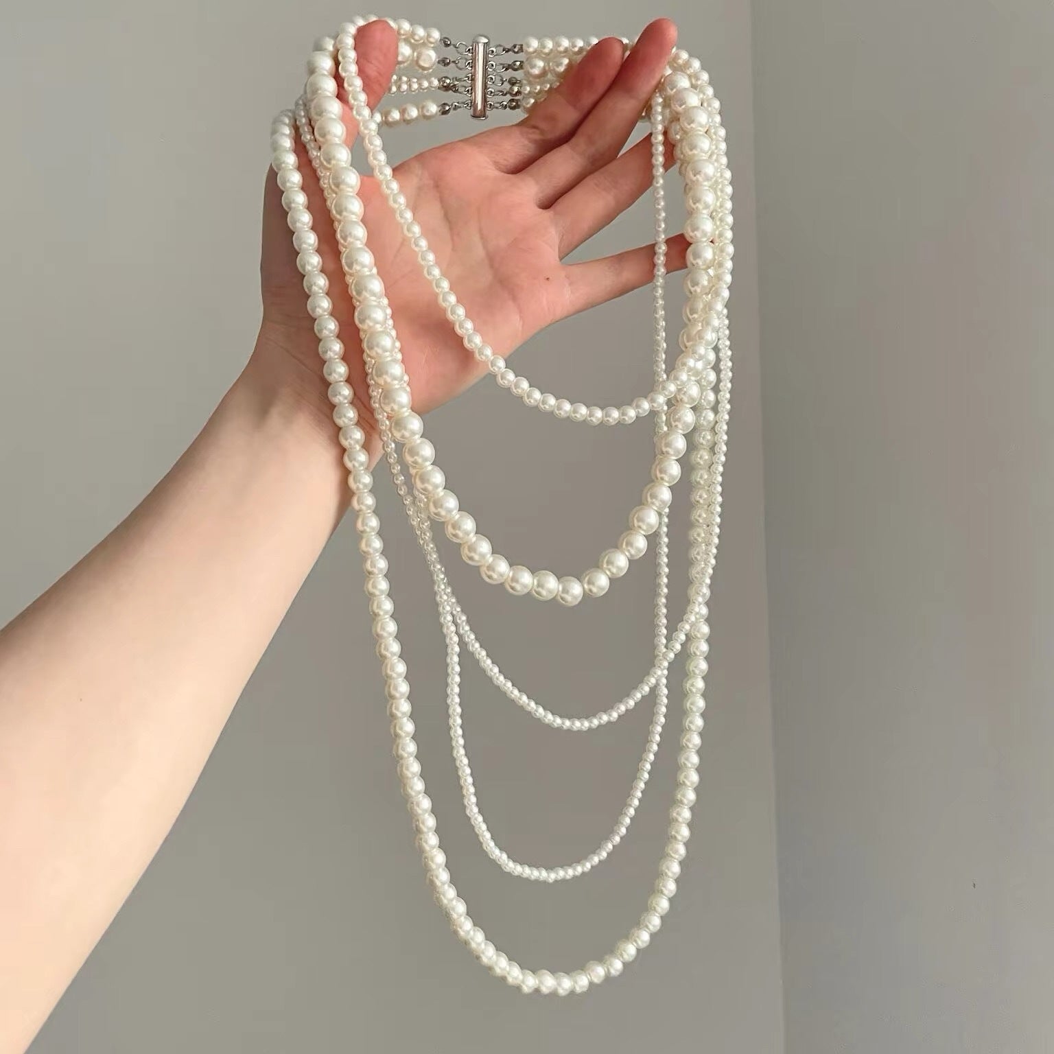 Lady Modern Style Solid Color Titanium Steel Tassel Plating Layered Necklaces