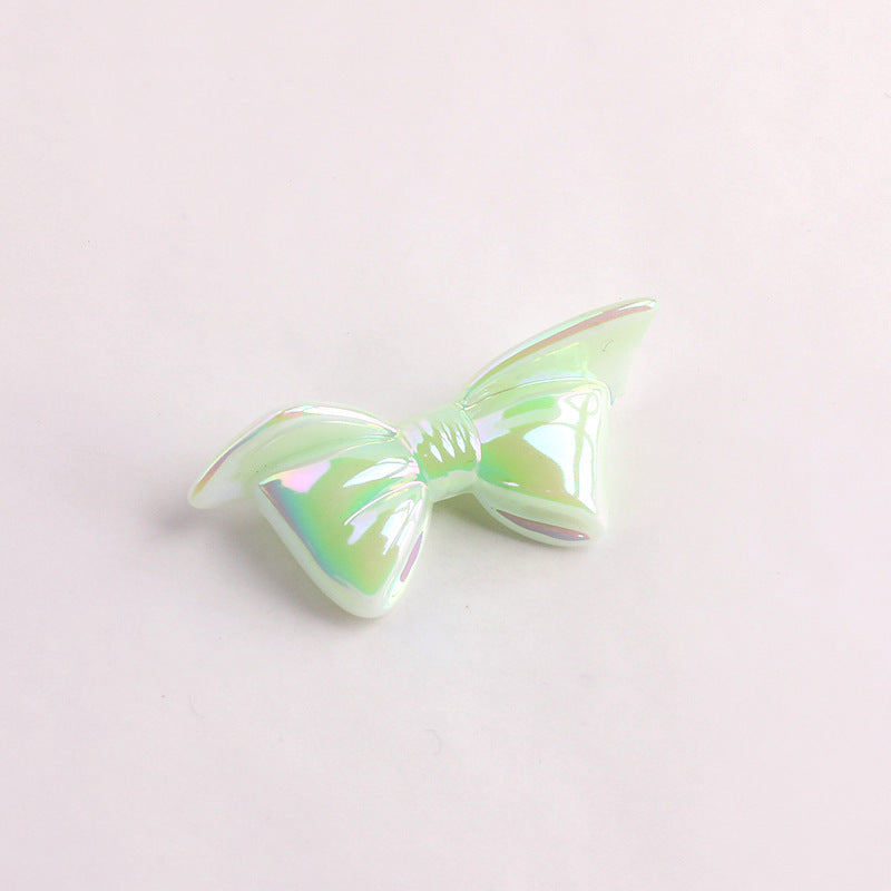Acrylic Bow Tie Beads With UV Plating Featuring Luminous Craft For Jewelry Accessories In Sweet Style, Hole Size 2~2.9mm