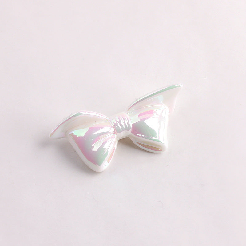 Acrylic Bow Tie Beads With UV Plating Featuring Luminous Craft For Jewelry Accessories In Sweet Style, Hole Size 2~2.9mm