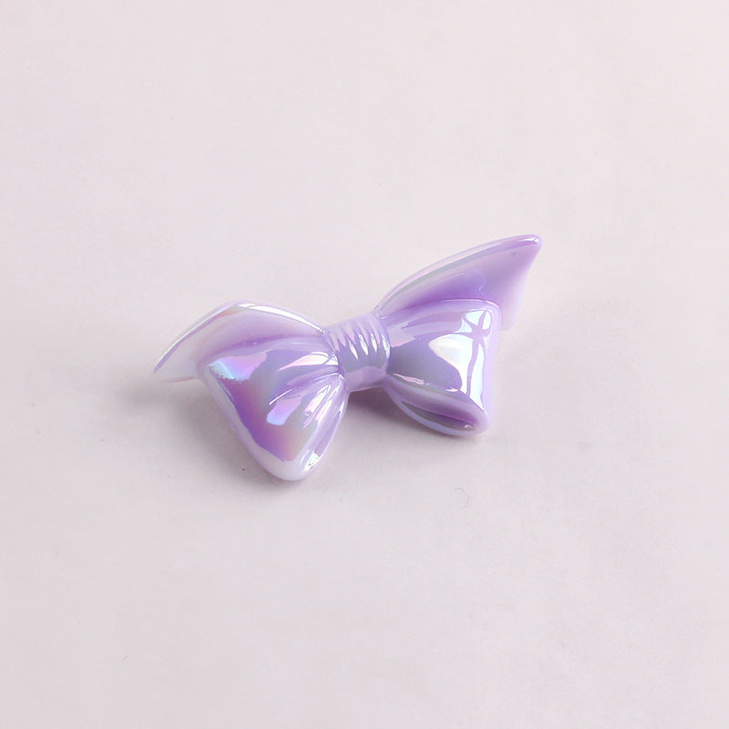 Acrylic Bow Tie Beads With UV Plating Featuring Luminous Craft For Jewelry Accessories In Sweet Style, Hole Size 2~2.9mm