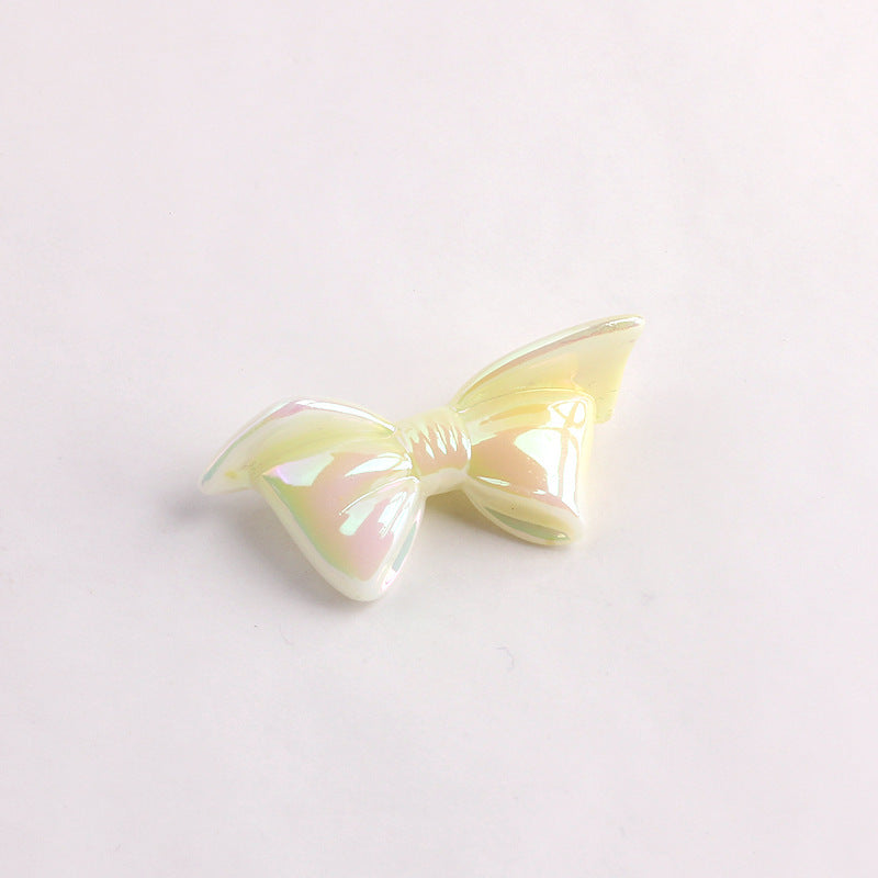 Acrylic Bow Tie Beads With UV Plating Featuring Luminous Craft For Jewelry Accessories In Sweet Style, Hole Size 2~2.9mm