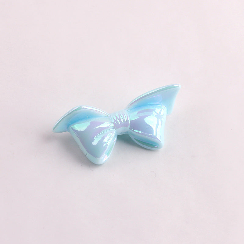 Acrylic Bow Tie Beads With UV Plating Featuring Luminous Craft For Jewelry Accessories In Sweet Style, Hole Size 2~2.9mm