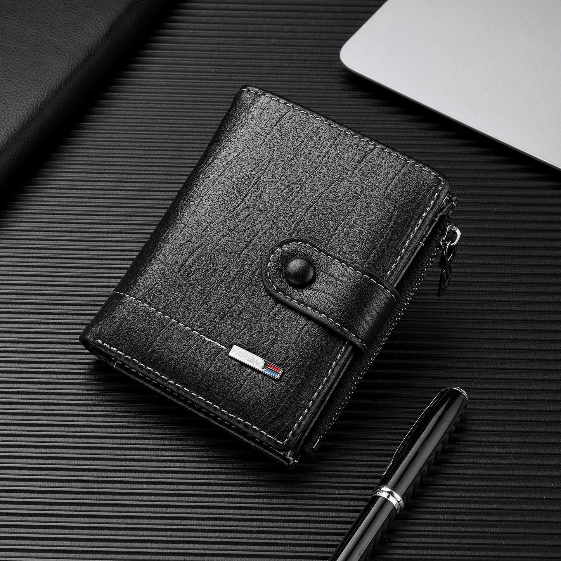 Men's Solid Color Coin Purse In Polyester With Sewing Thread, Water Resistant, Suitable For  Spring And Summer
