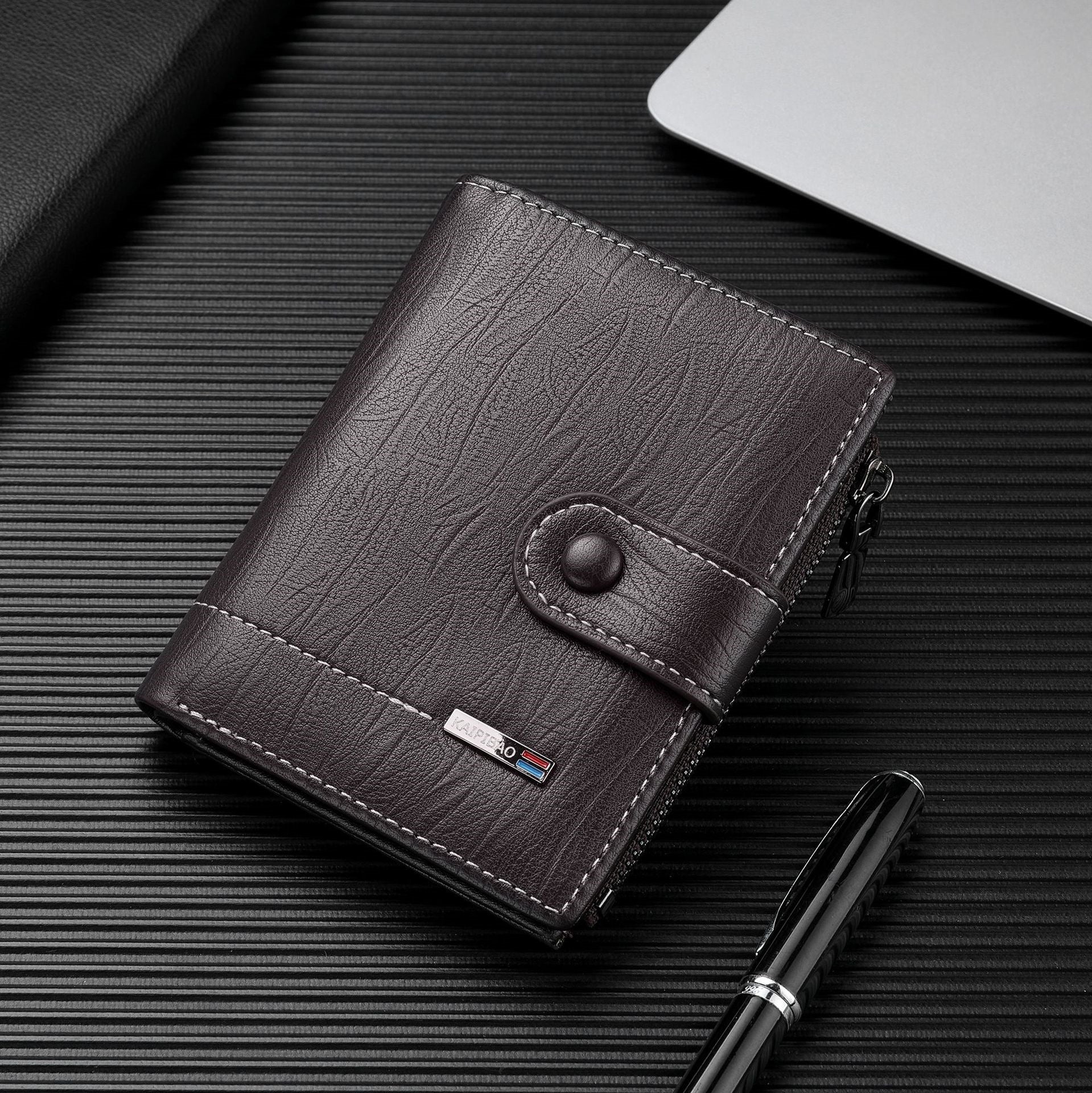 Men's Solid Color Coin Purse In Polyester With Sewing Thread, Water Resistant, Suitable For  Spring And Summer