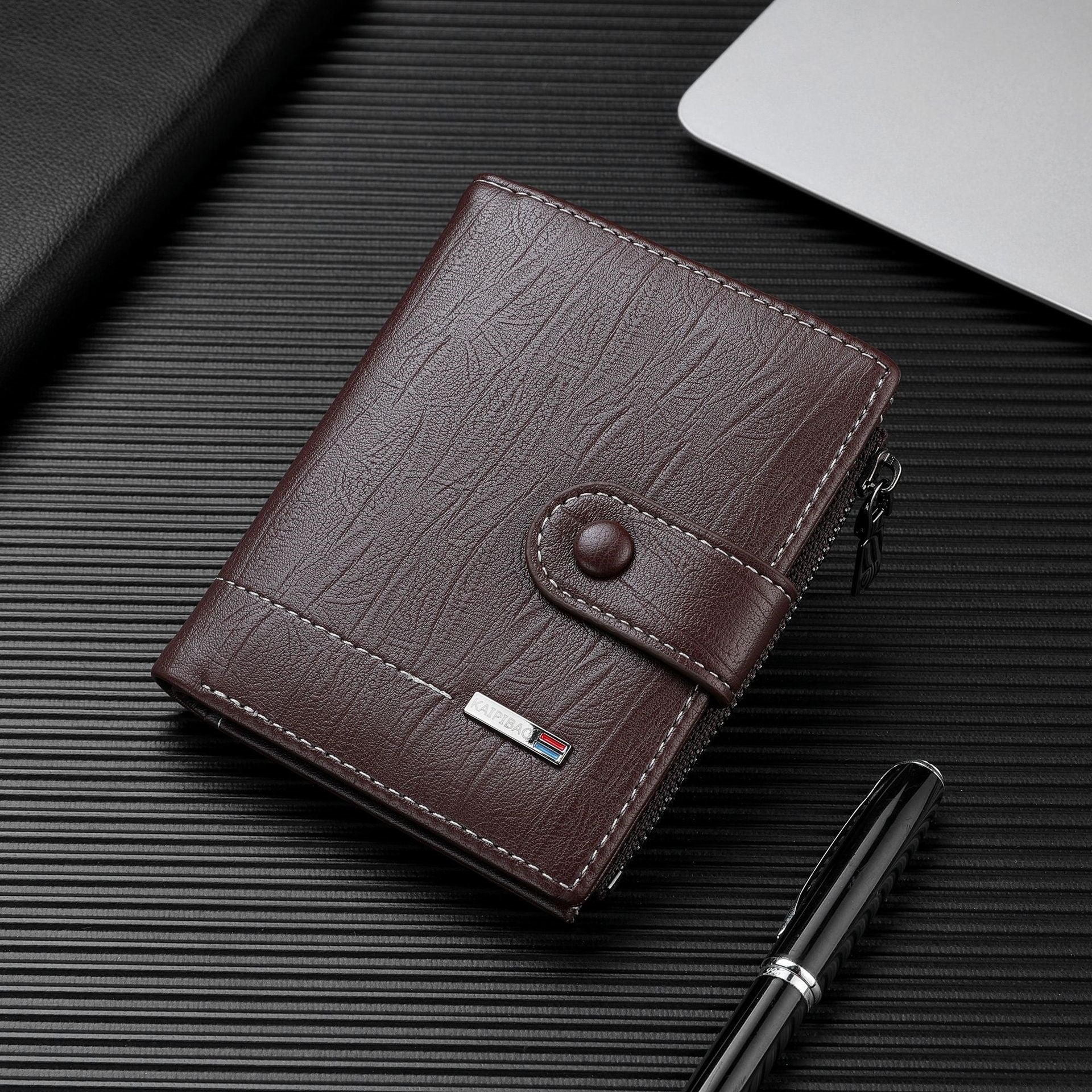 Men's Solid Color Coin Purse In Polyester With Sewing Thread, Water Resistant, Suitable For  Spring And Summer