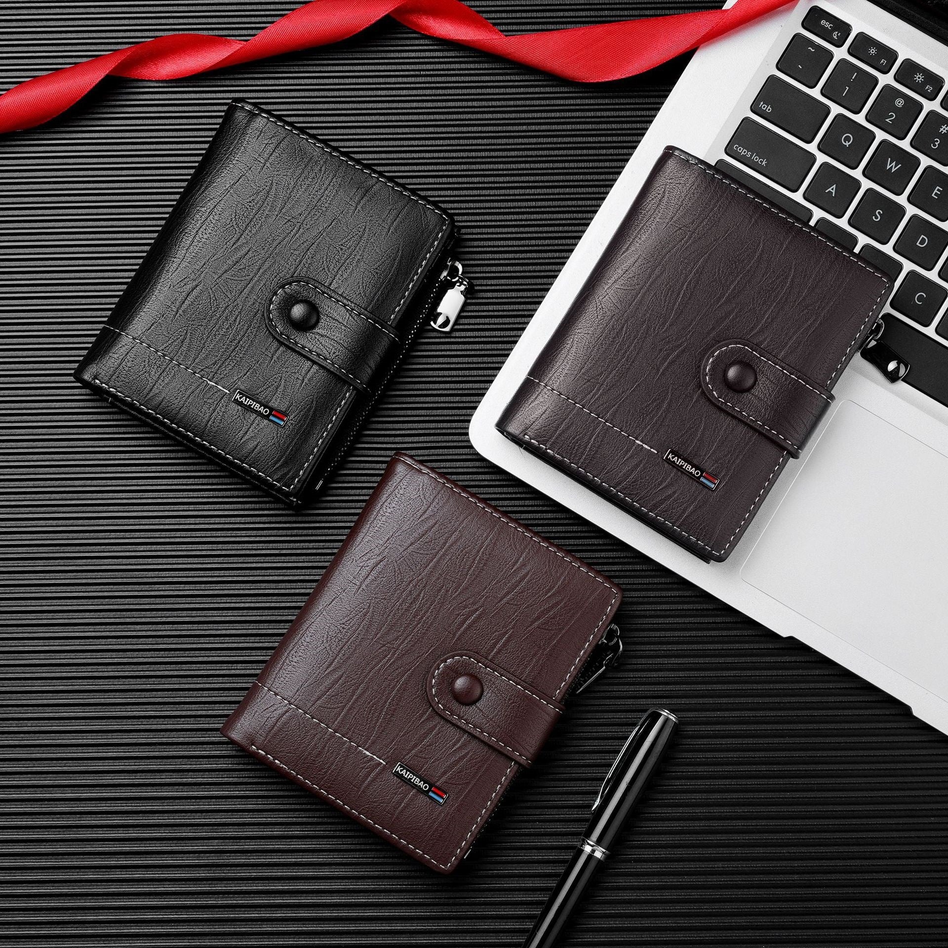 Men's Solid Color Coin Purse In Polyester With Sewing Thread, Water Resistant, Suitable For  Spring And Summer
