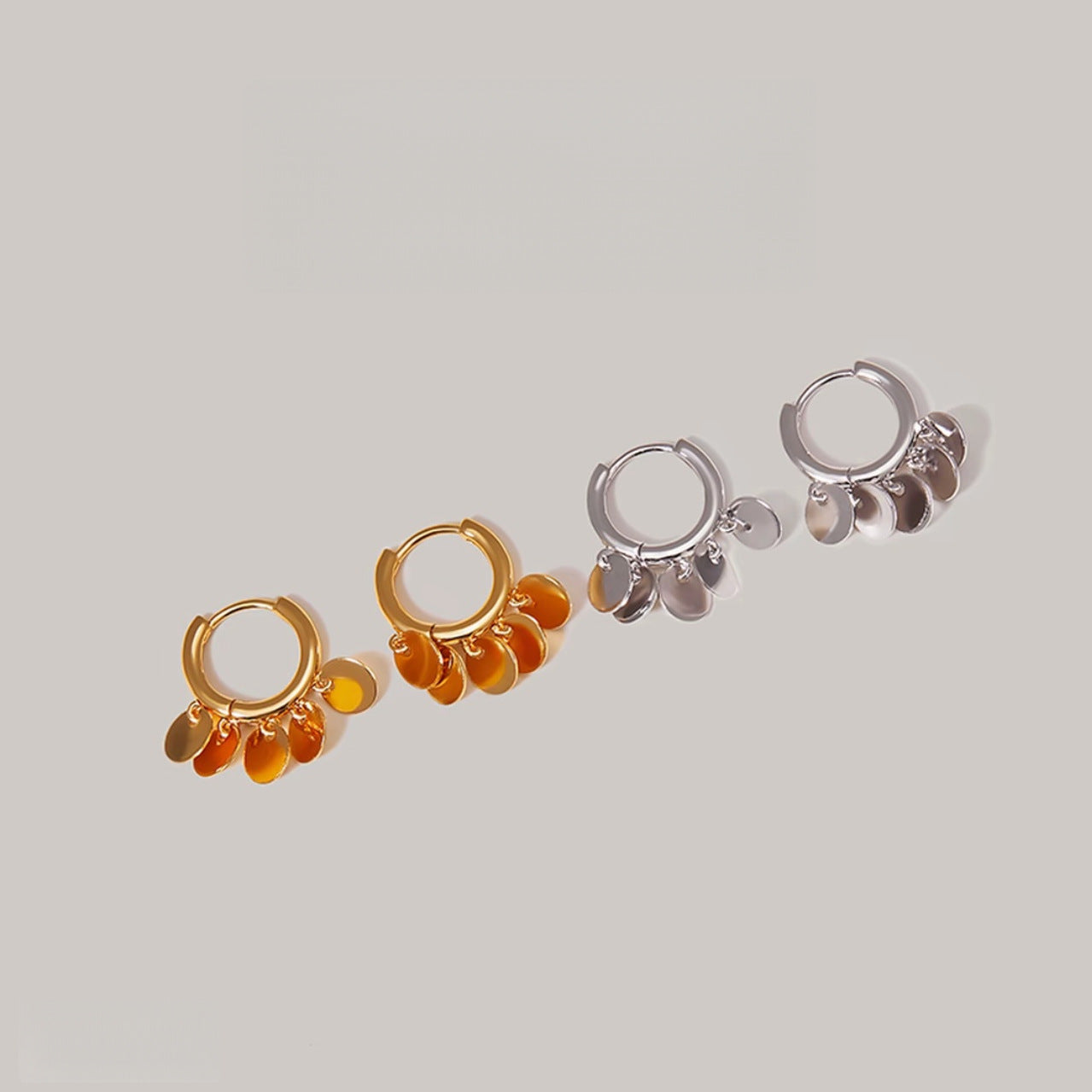 Gold Sequins Earrings For Women Featuring Electroplated Finish With Copper Alloy Copper Posts