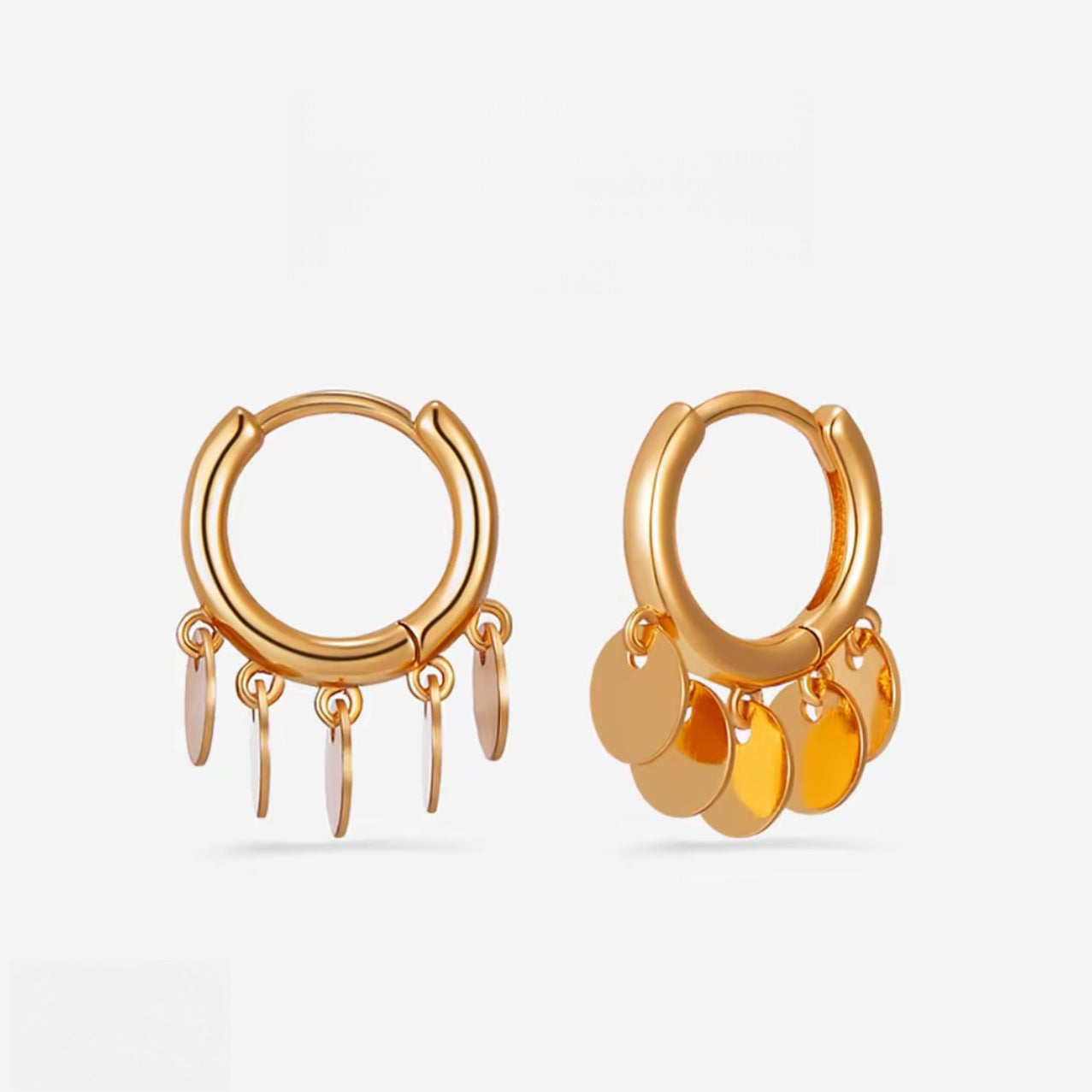 Gold Sequins Earrings For Women Featuring Electroplated Finish With Copper Alloy Copper Posts