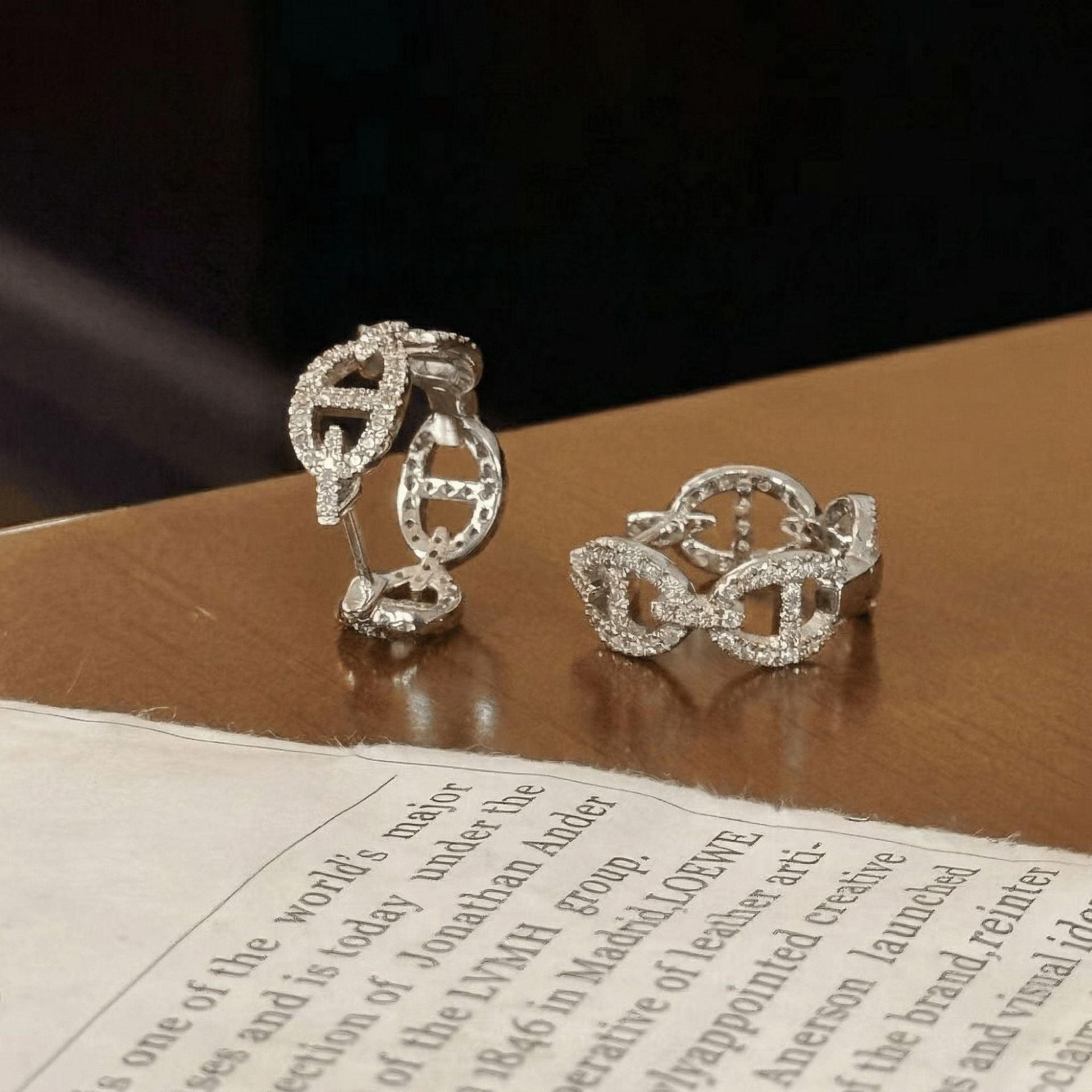 Crown Stud Earrings For Women In Copper With Electroplated Gold Plating And Zircon Inlay