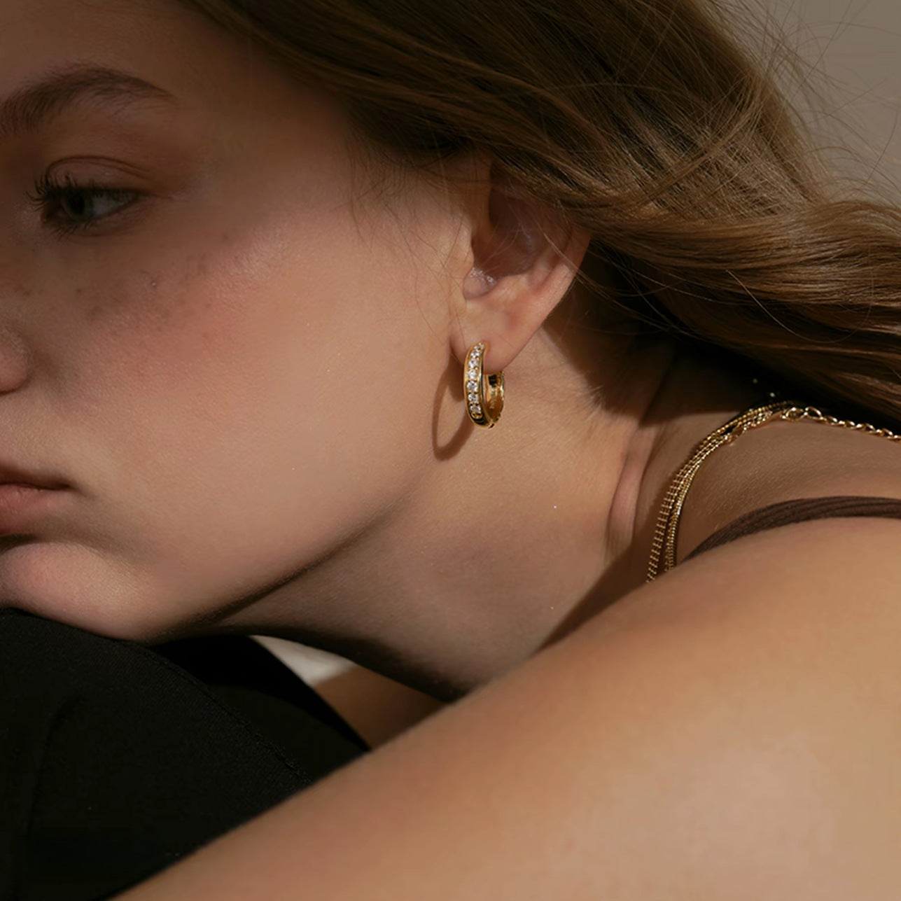 New Style Hoop Earrings For Women, Gold Plated Copper Circle Earrings With Electroplated Finish