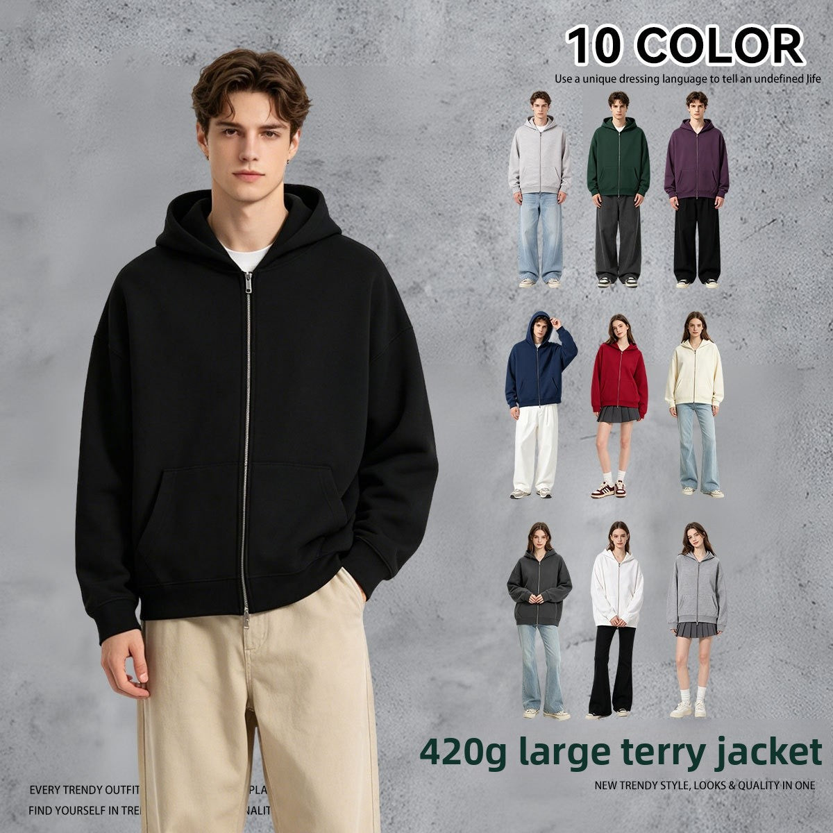 Men's Vintage Style Solid Color Hoodie In Coffer With Long Sleeve Cotton Fabric