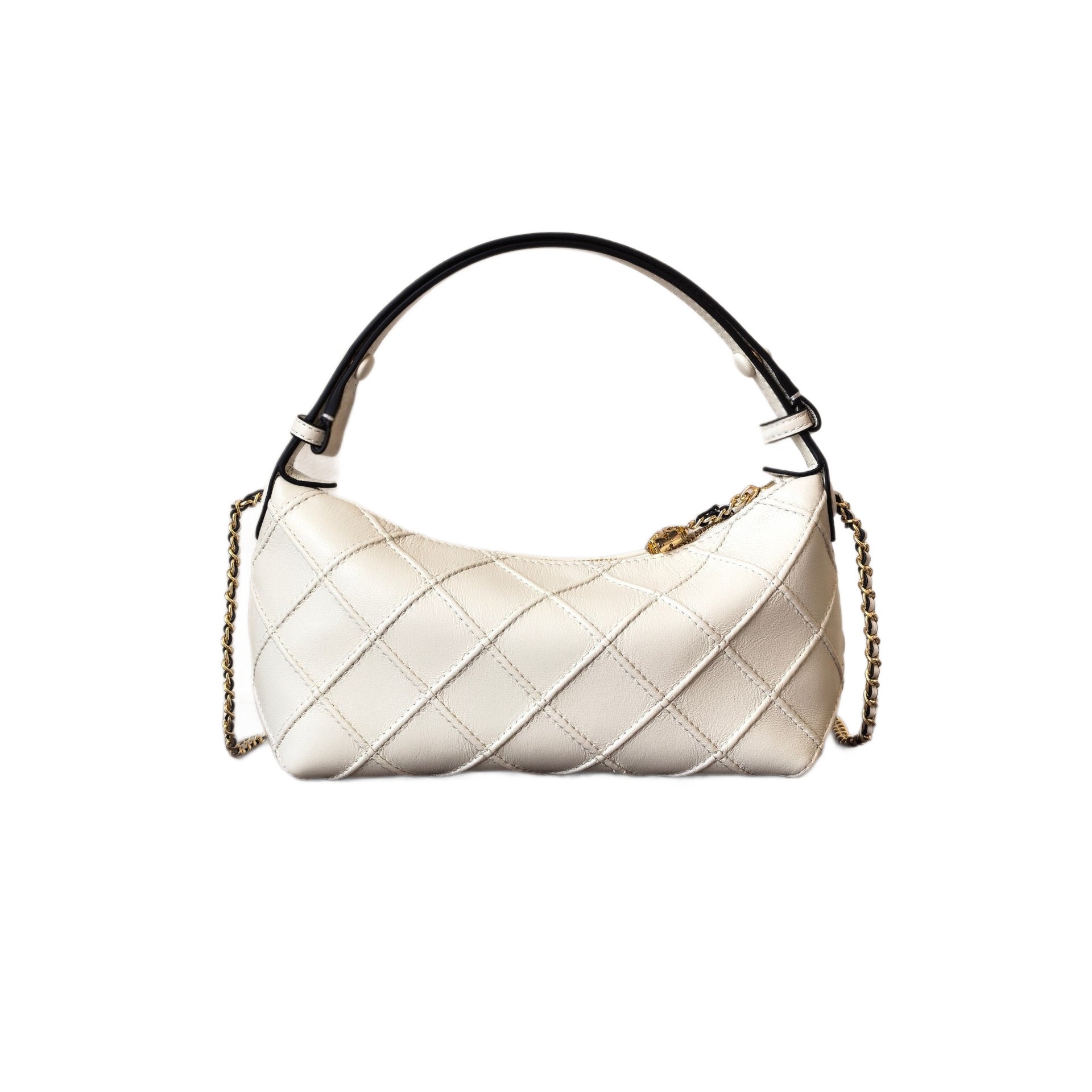 Lingge Genuine Leather Dumpling Shape Underarm Bag For Women With Chain Strap