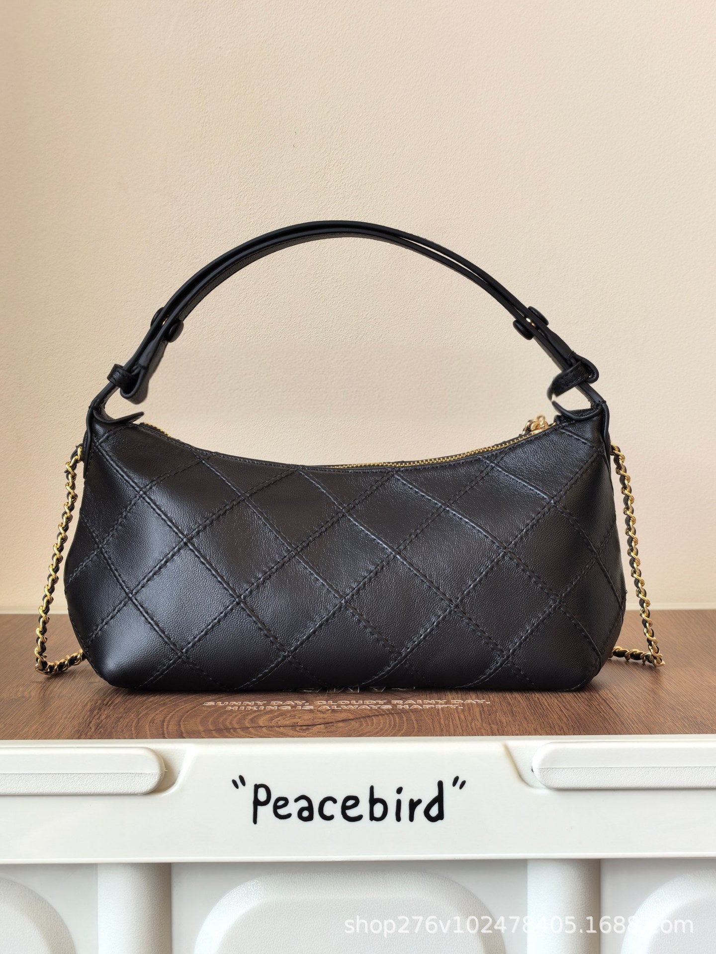 Lingge Genuine Leather Dumpling Shape Underarm Bag For Women With Chain Strap