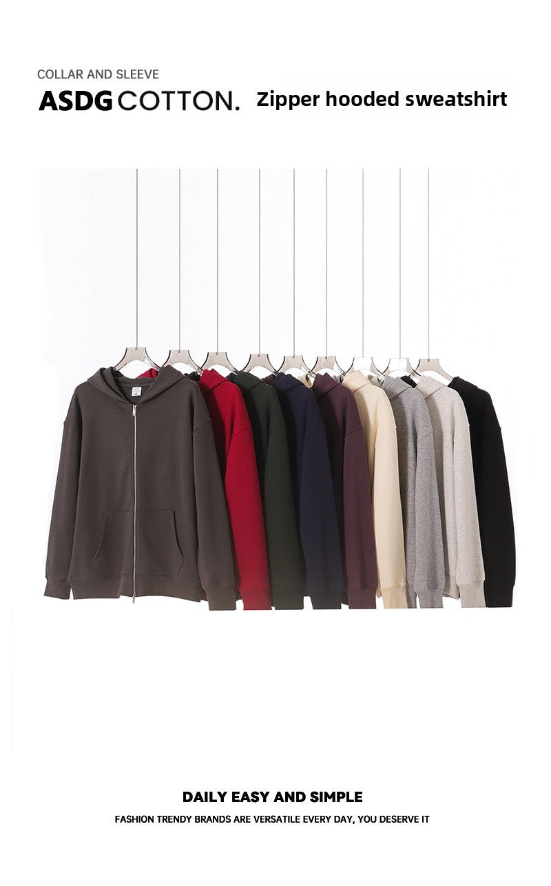 Men's Vintage Style Solid Color Hoodie In Coffer With Long Sleeve Cotton Fabric