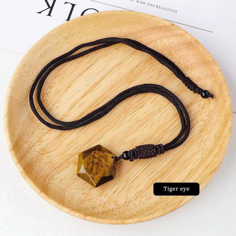 Natural Pink Water Droplets Pendant Necklace With Crystal Braid And Cord String, Featuring Natural Stone Pendant For Women